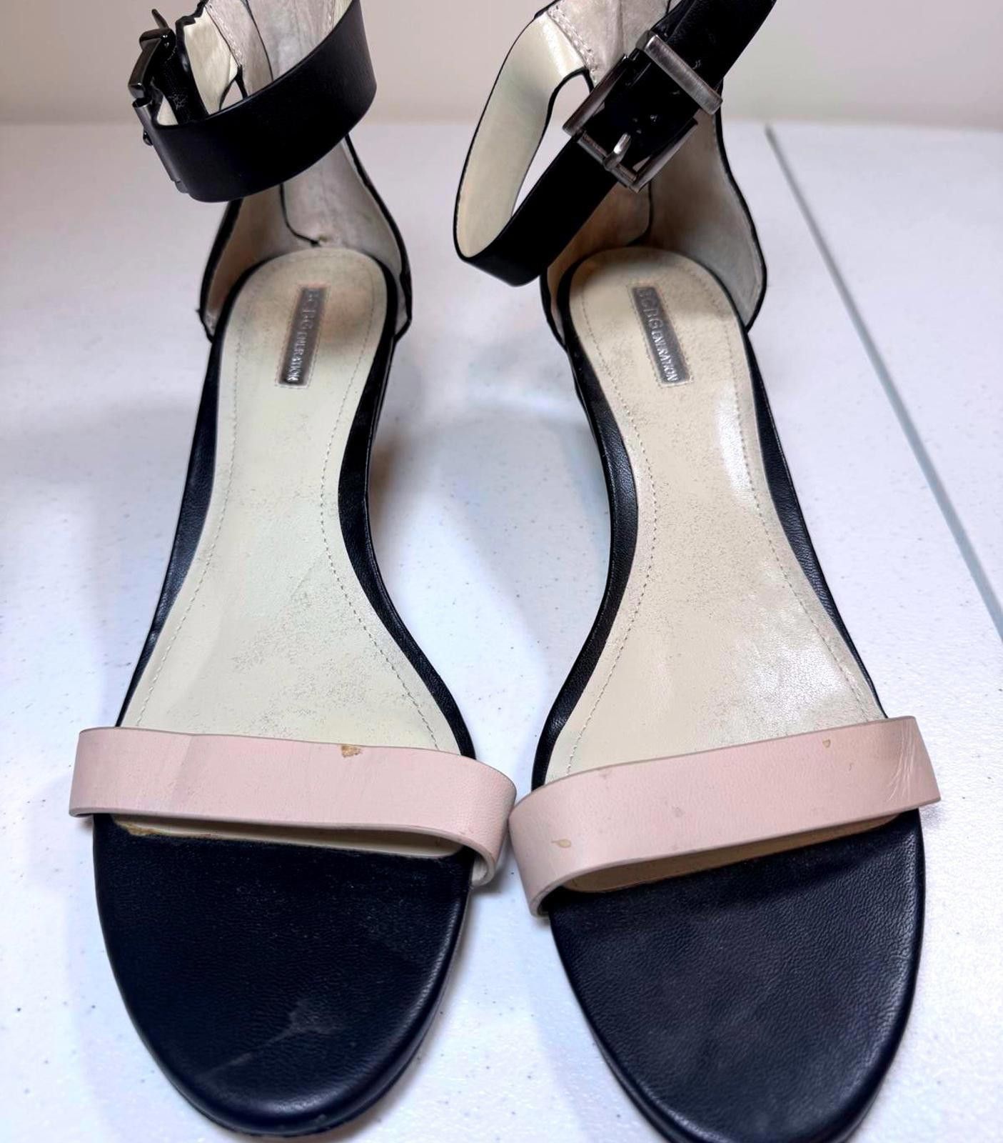 Bcbgmaxazria Stylish Black and Beige Wedge Sandals by BCBG Size US 10 / IT 40 - 1 Thumbnail