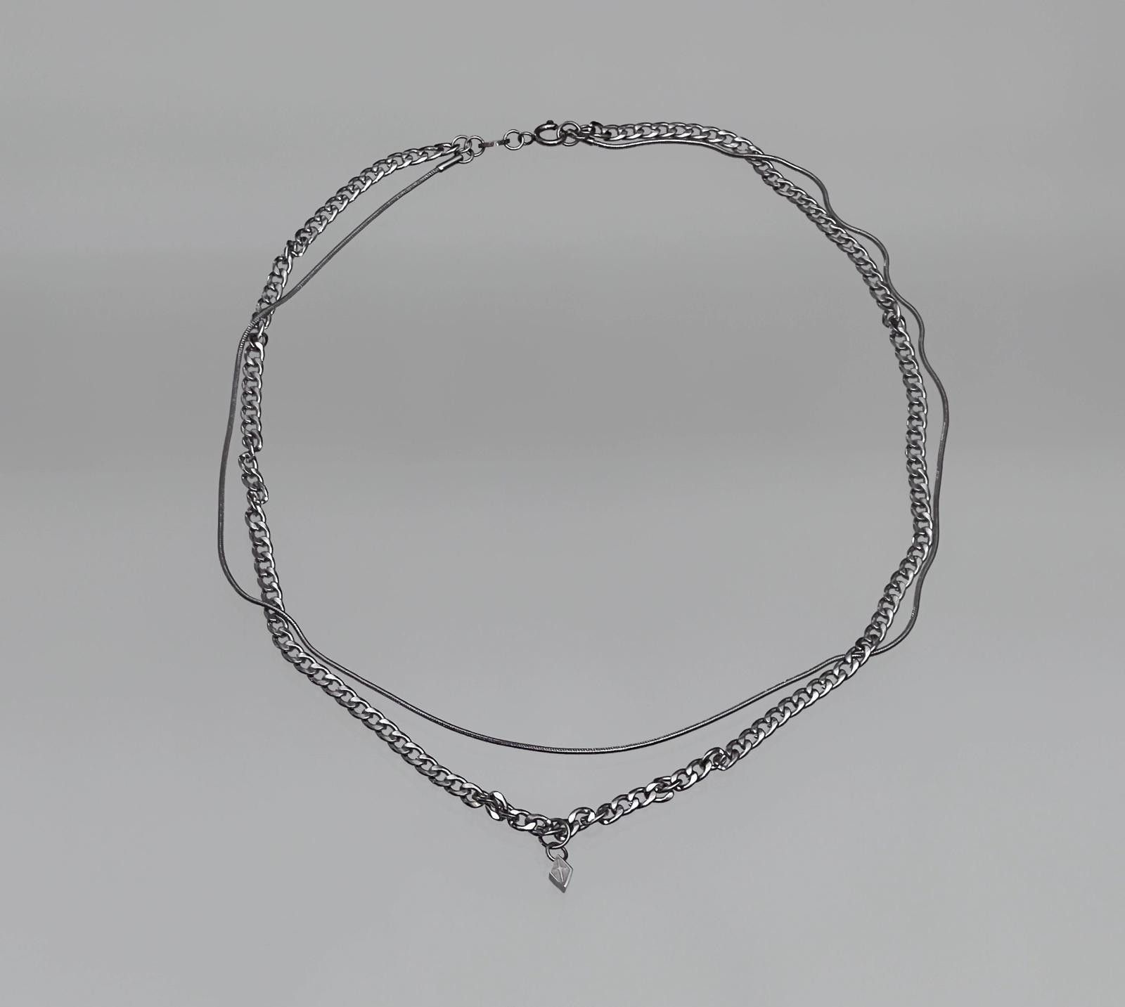 Jewelry Silver Layered Chain Necklace, Pendant Charm Necklace Size ONE SIZE - 3 Thumbnail