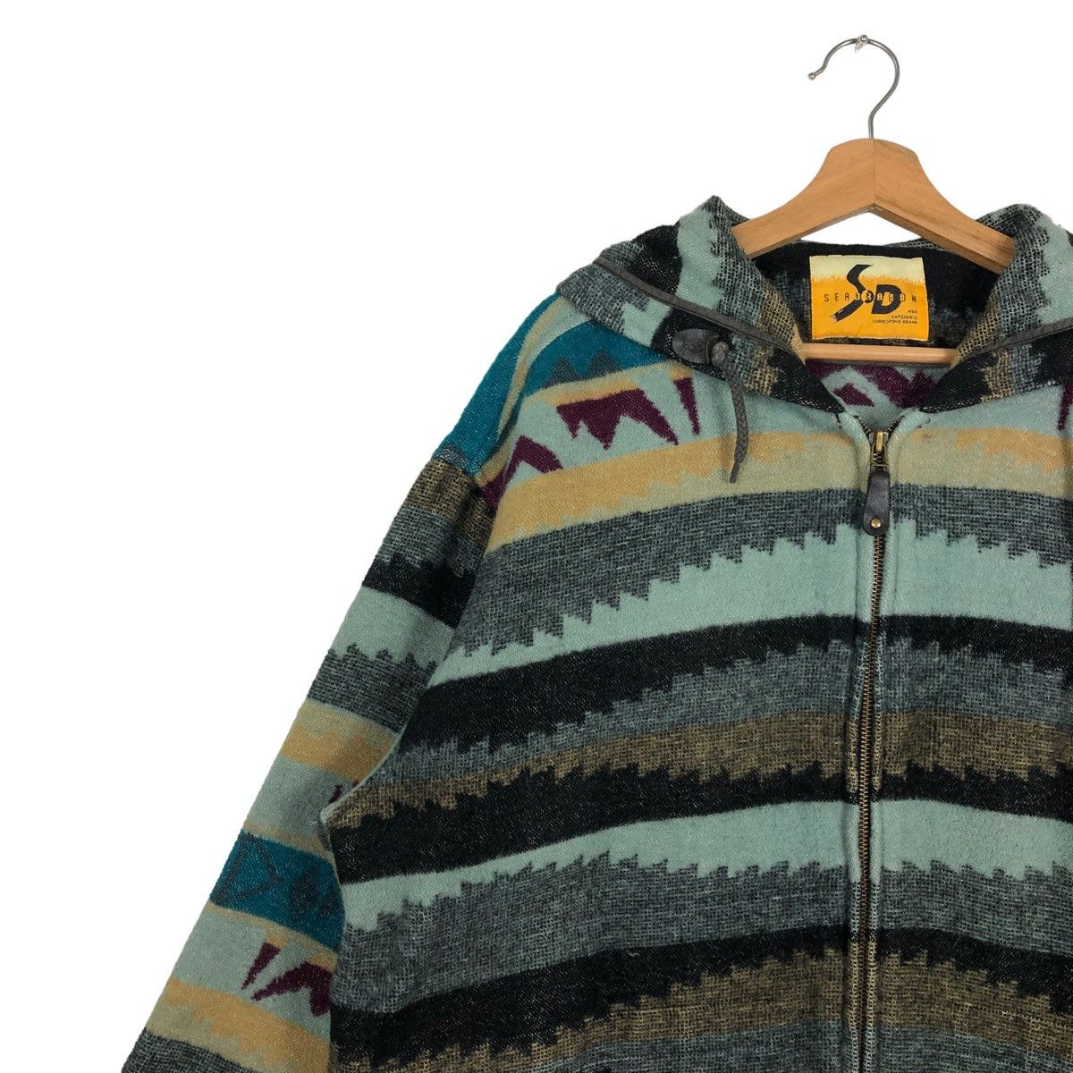 Japanese Brand 🔥90’s VINTAGE NAVAJO AZTEC DESIGN WOOL JACKET SEADDRAGON Size US L / EU 52-54 / 3 - 4 Thumbnail