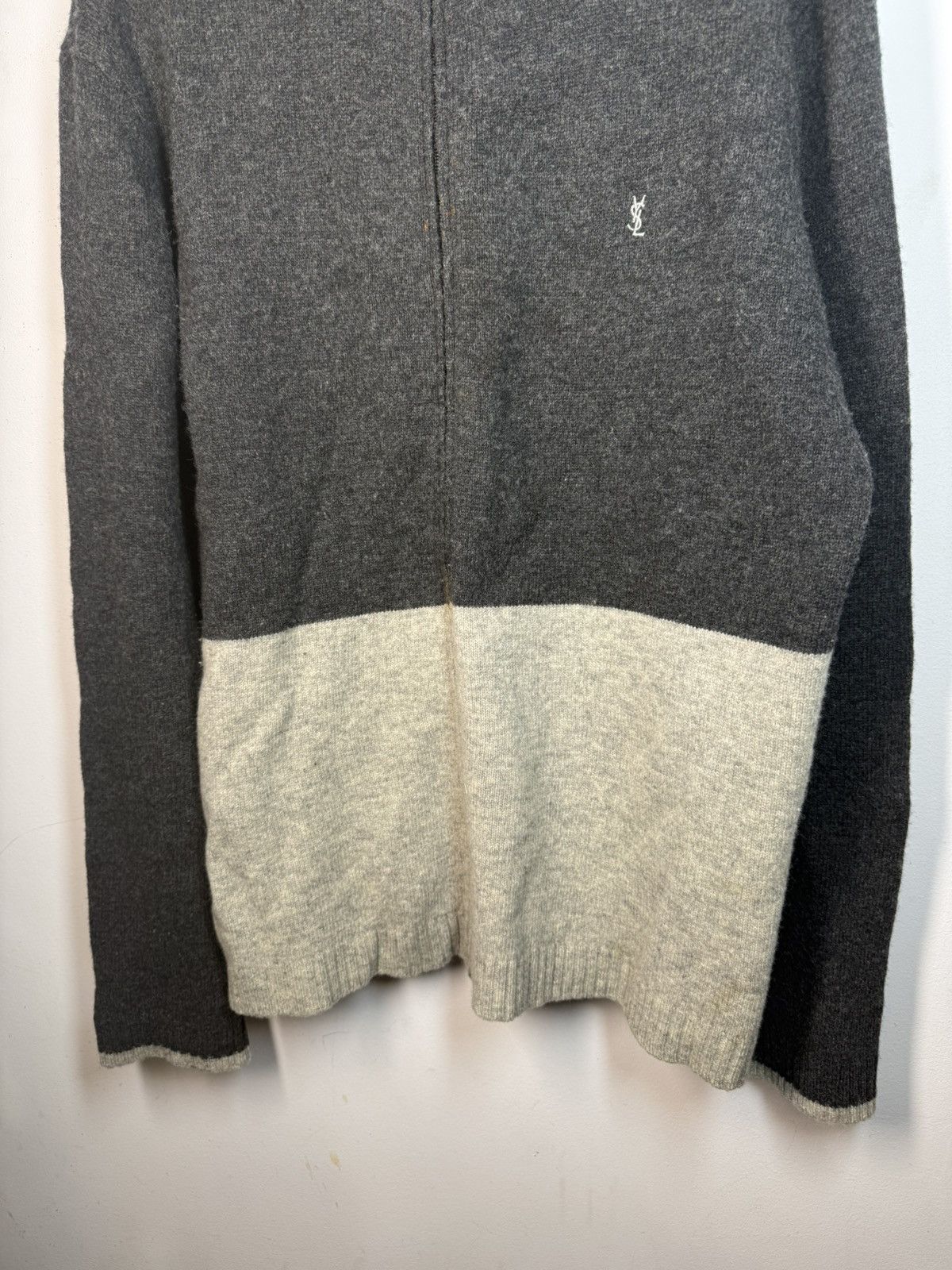 Yves Saint Laurent Wool YSL Sweater Soft Zip Grey/Beige Knitted Vintage Size US XL / EU 56 / 4 - 15 Thumbnail
