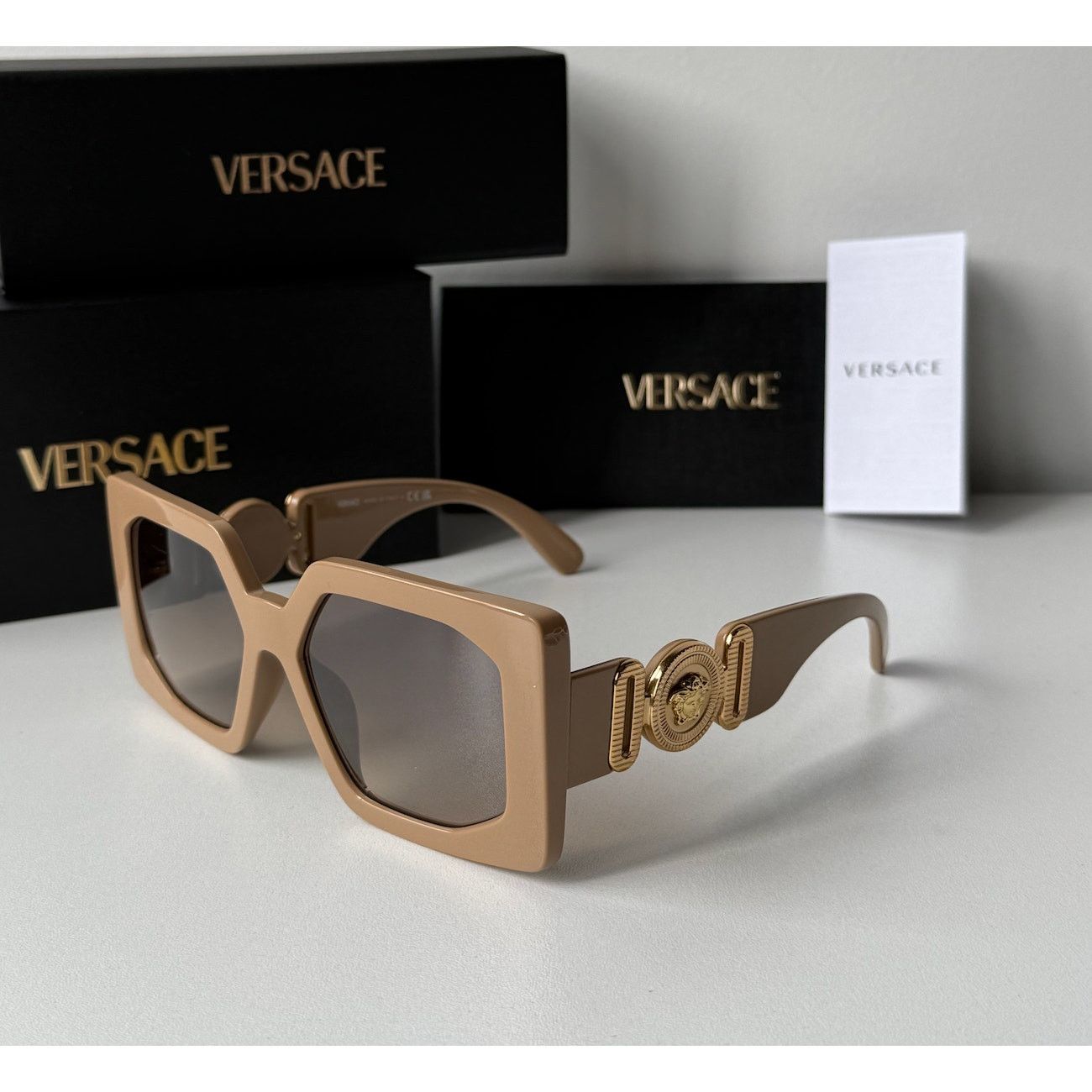 Versace NEW Versace VE4478U Oversized Beige Square Sunglasses Size ONE SIZE - 2 Thumbnail