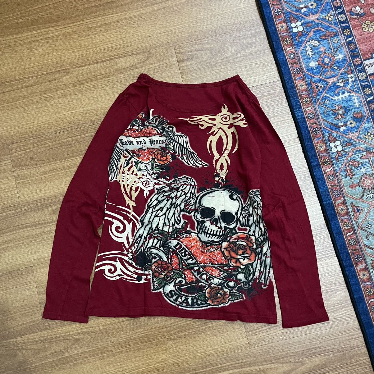 Japanese Brand Dig Deep Longsleeve punk skull - y2k style Size US S / EU 44-46 / 1 - 6 Thumbnail