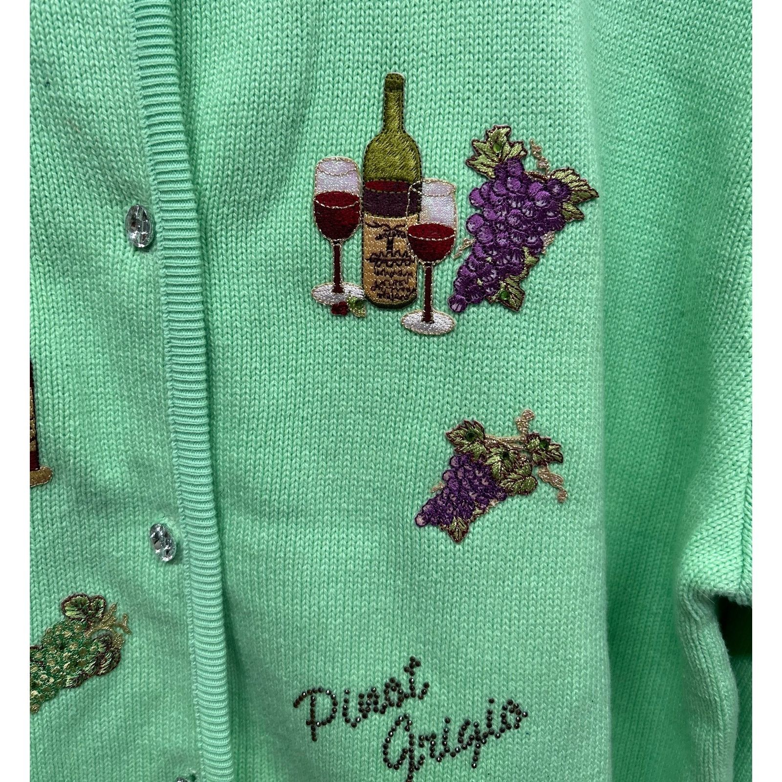 Vintage Vintage Tiara International Wine Cardigan Sweater Size XL Size XL / US 12-14 / IT 48-50 - 5 Thumbnail