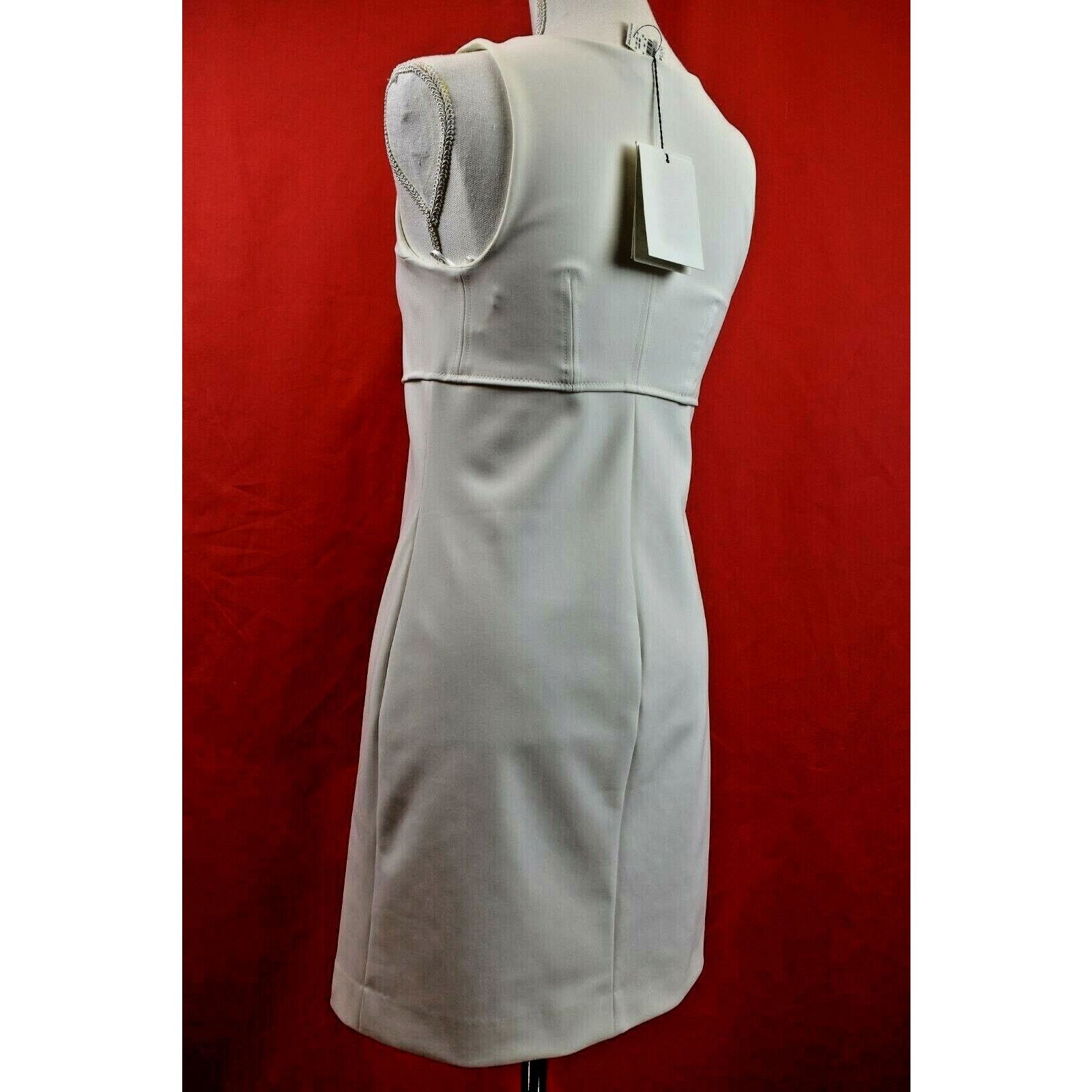 Balenciaga BALENCIAGA WHITE SLEEVELES SQUARE NECK DRESS 38 FRANCE $689 Size S / US 4 / IT 40 - 3 Thumbnail