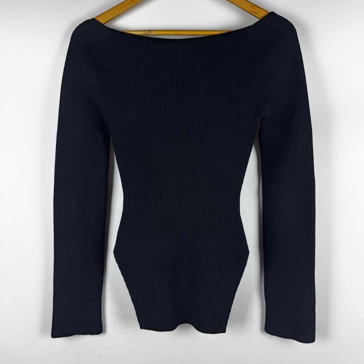 KHAITE Khaite Ista Rib Knit Sweetheart Neck Sweater Top LongSleeve Size S / US 4 / IT 40 - 10 Thumbnail