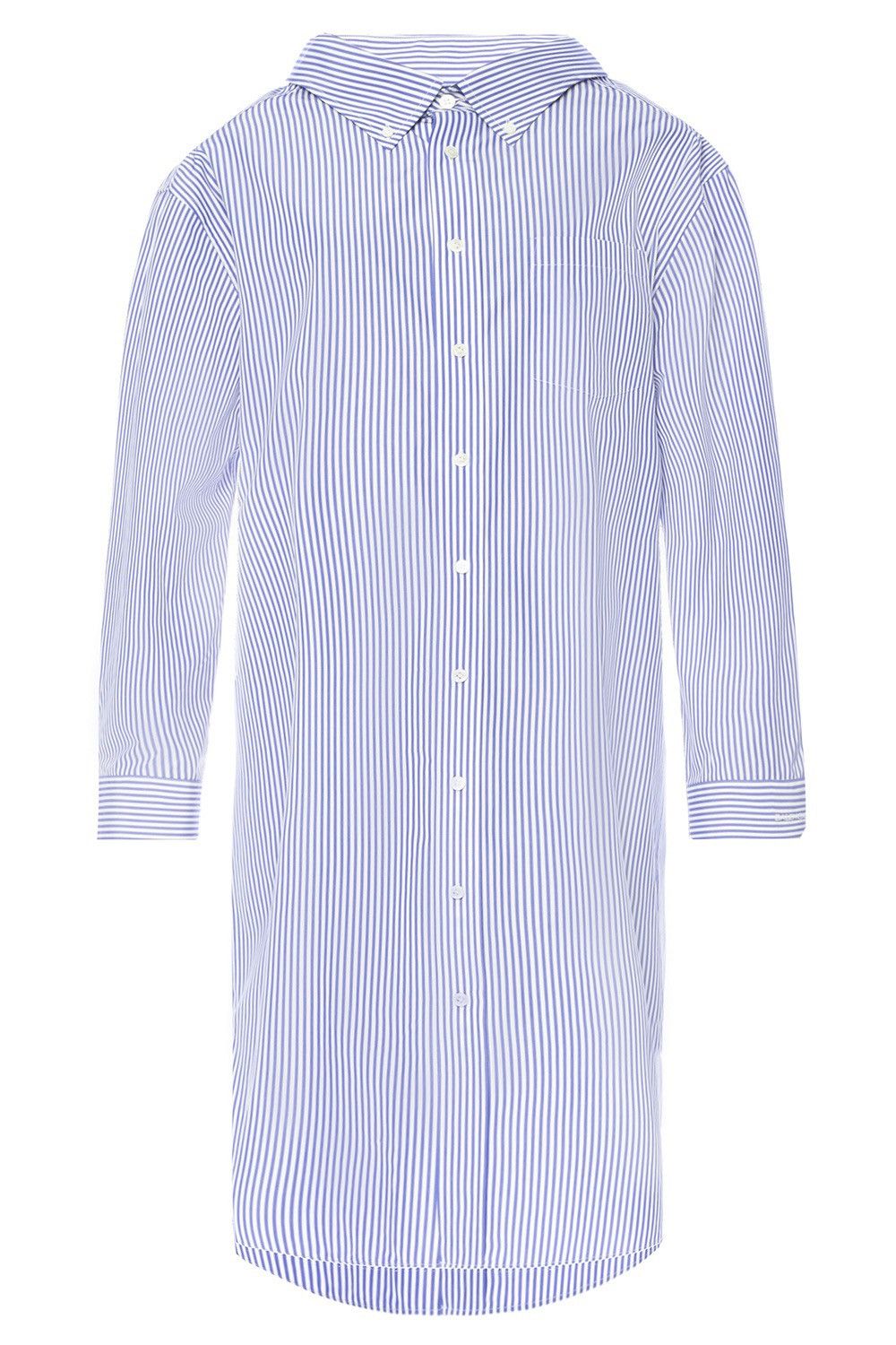 image of Balenciaga Oversized Striped Cotton-Poplin Dress in Blue, Women's (Size XS)