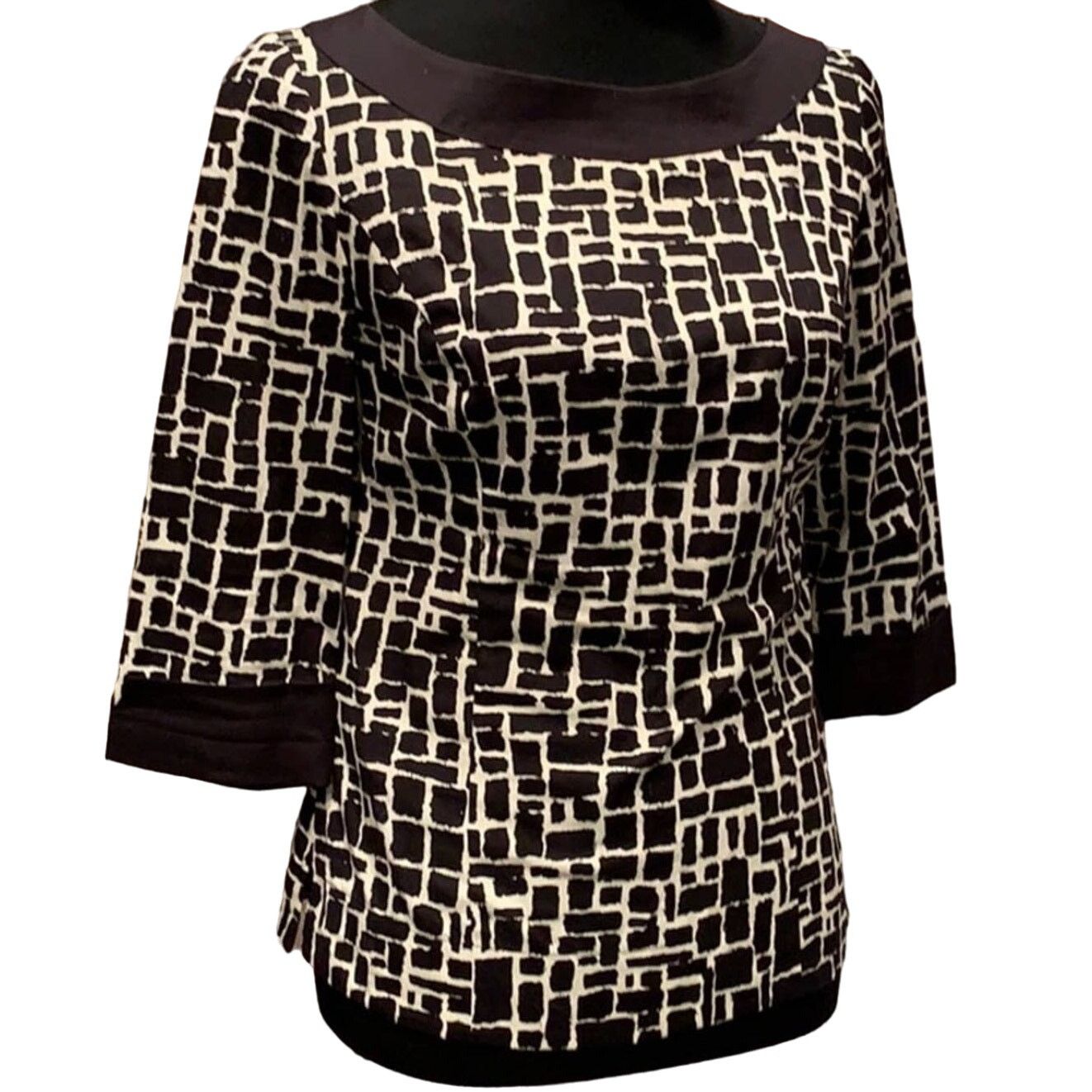 Ann Taylor Ann Taylor Size 2 Side Zip Block Pattern 3/4 Sleeve Blouse Size XS / US 0-2 / IT 36-38 - 1 Thumbnail