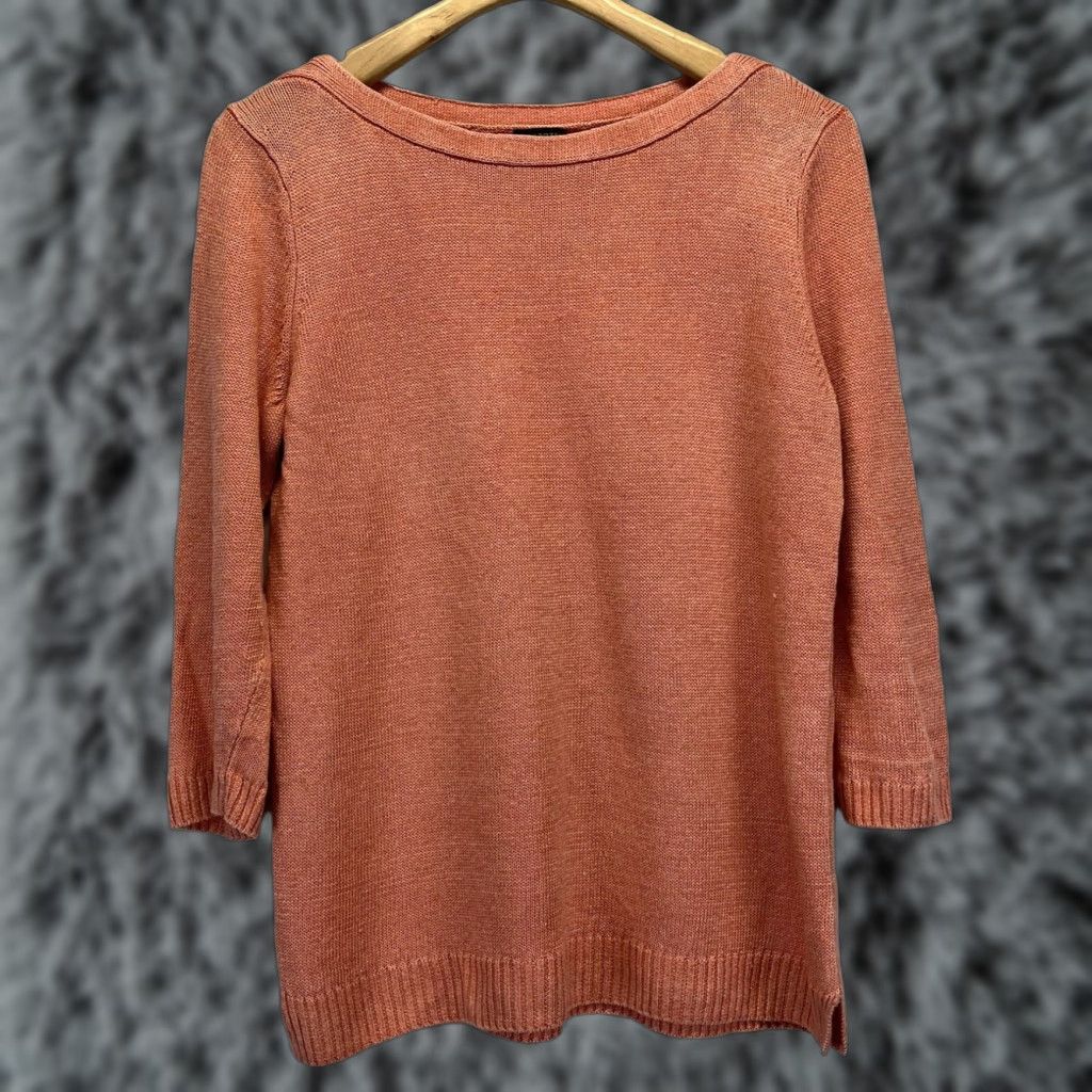 Talbots Talbots Linen Tunic Sweater Large Women's Coastal Orange Boat Neck Size L / US 10 / IT 46 - 1 Thumbnail