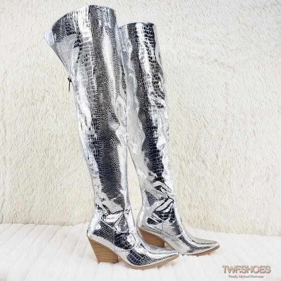 Other Size 6 Centura Silver Country Western thigh high Cowgirl Boo Size US 6 / IT 36 - 9 Thumbnail