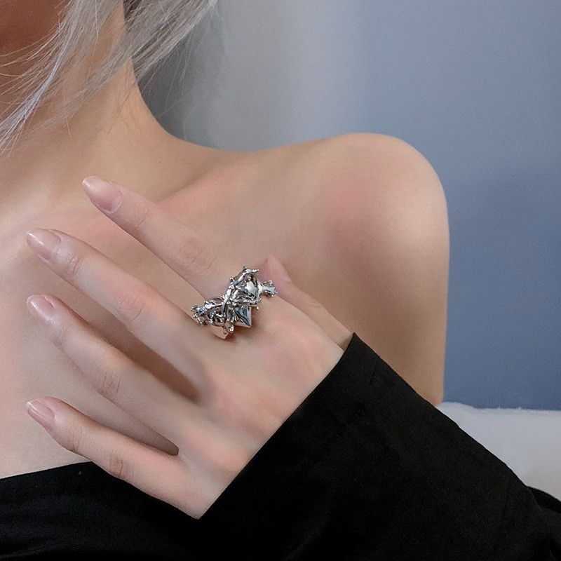 Jewelry Hearts Retro Jewelry Rings Open Size Chrome Ring (Size 7-13) Size ONE SIZE - 6 Thumbnail