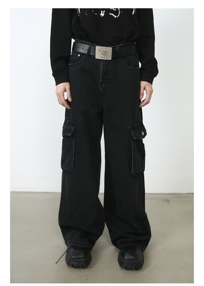 Japanese Brand × Jean Black Street Vintage Loose Straight Cargo Jeans Size US 32 / EU 48 - 1 Thumbnail
