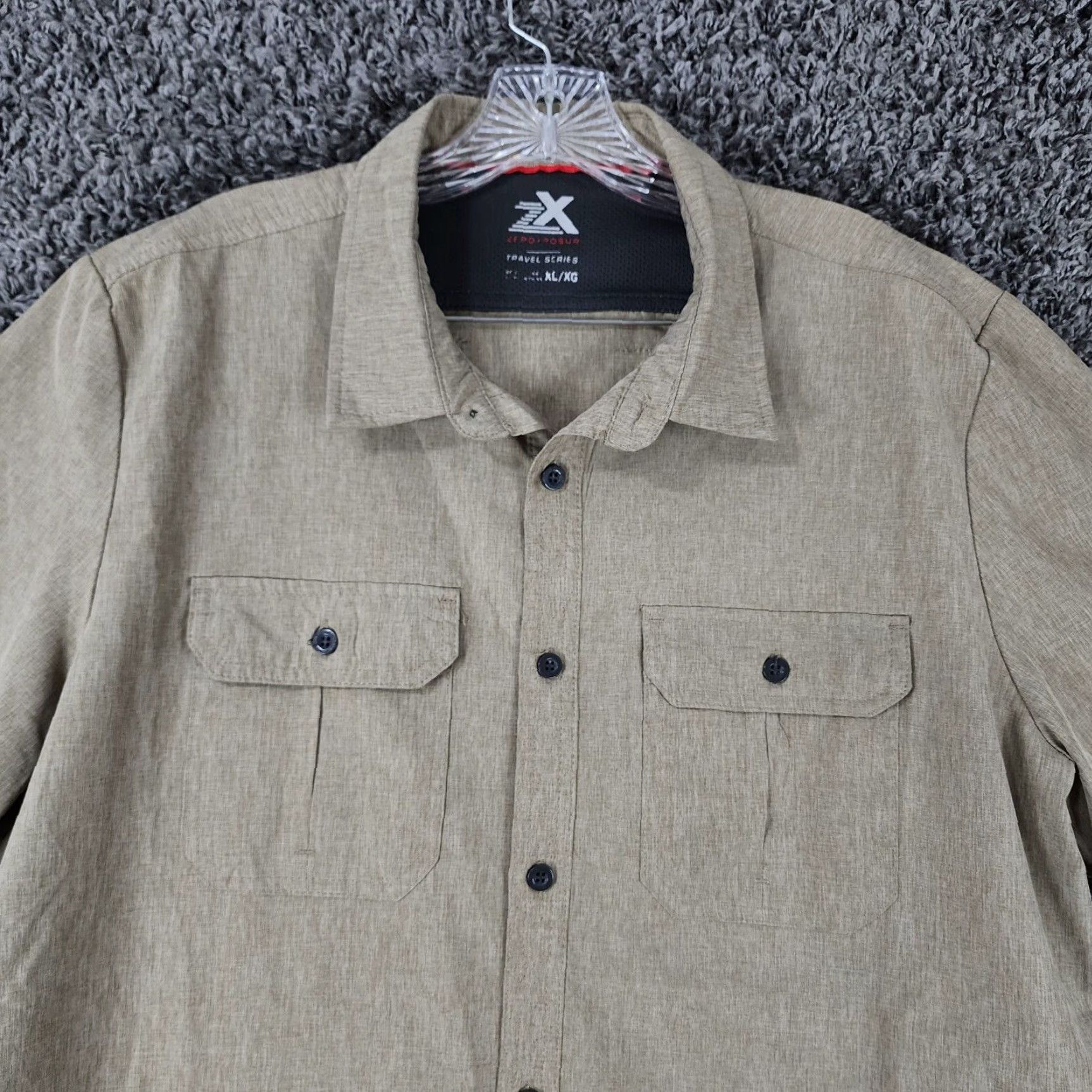 ZeroXposur ZeroXposur Outdoor Button-Up Shirt Mens Short Sleeve Brown XL with Pockets Size US 36 / EU 52 - 4 Thumbnail
