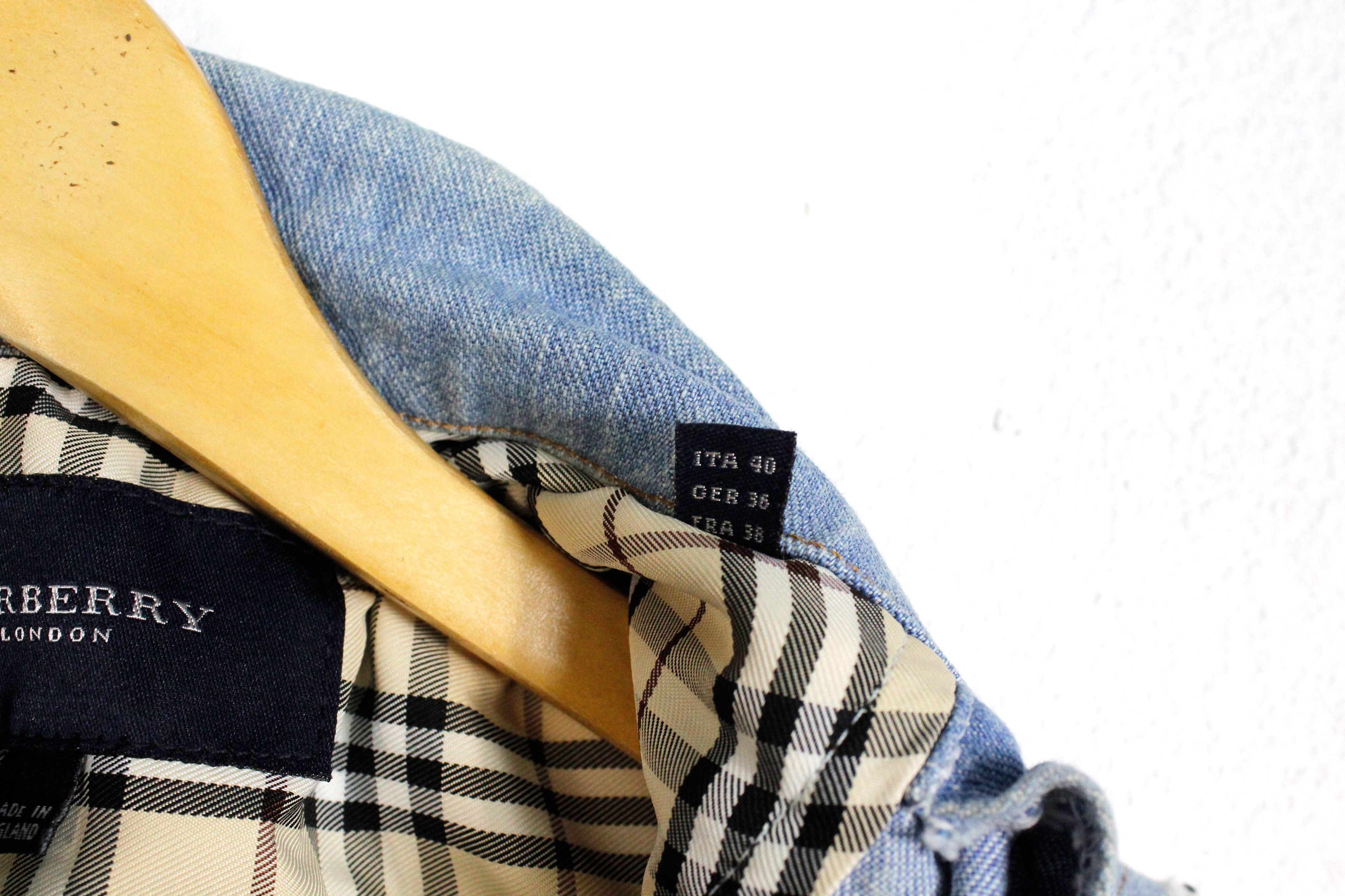 Burberry Burberry Collar Beige Check Blue Denim Zip Jeans Vest Size S / US 4 / IT 40 - 5 Thumbnail