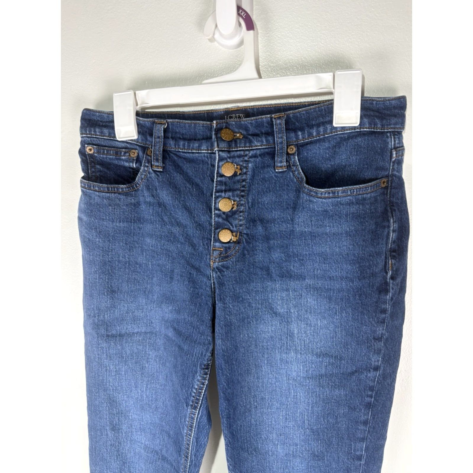 J.Crew VINTAGE J.CREW Skinny Jeans Womens Size 29 Dark Wash Crop Mid-Rise Button Fly 90s Size 29" - 2 Thumbnail