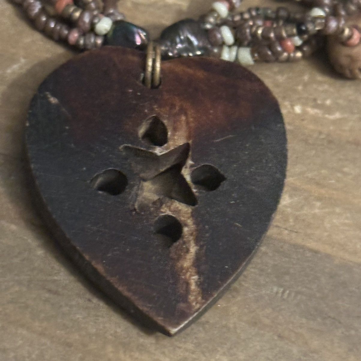 Vintage Vintage multi strand beaded heart pendant necklace Size ONE SIZE - 5 Thumbnail