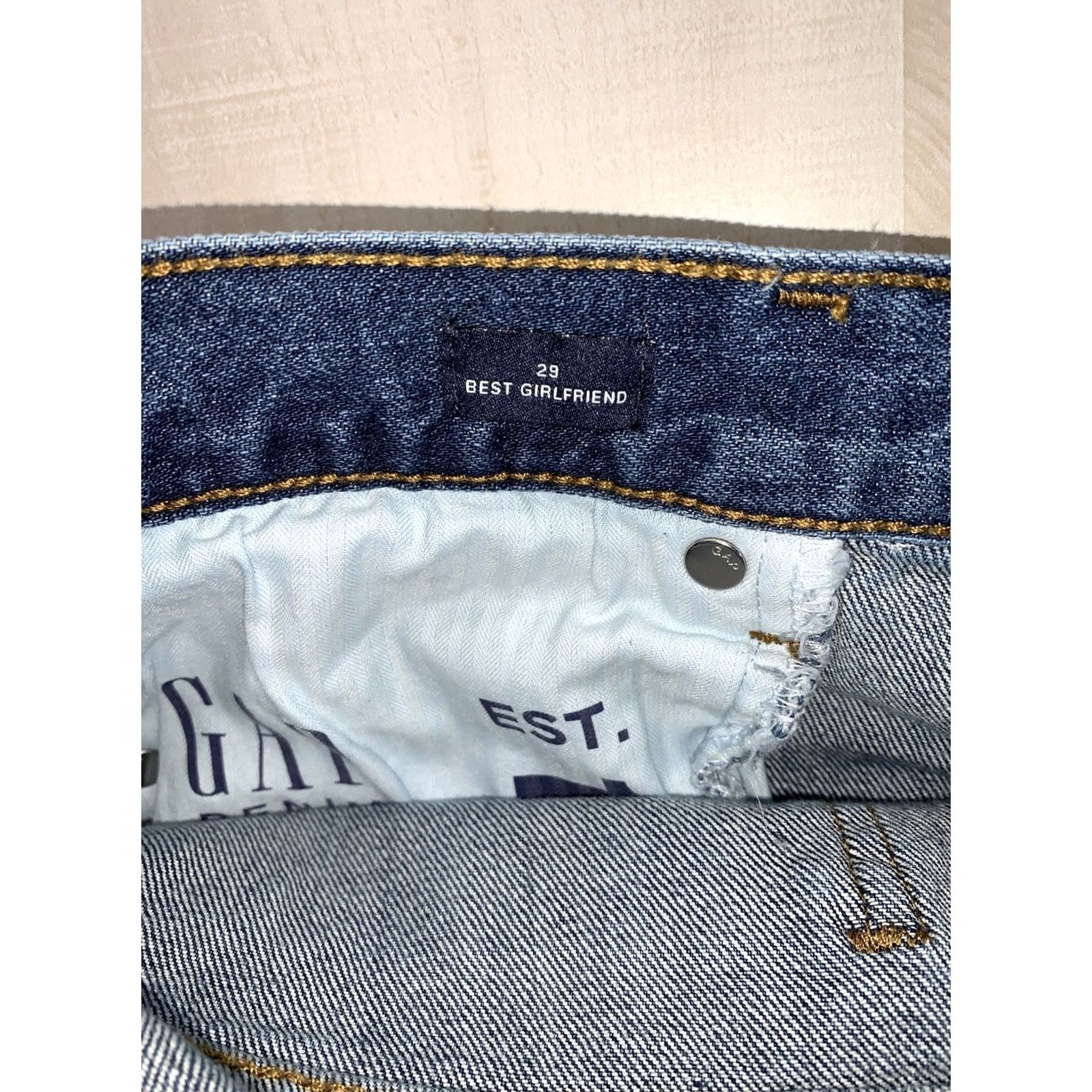 Gap VINTAGE Gap Jeans Distressed Best Girlfriend Women’s SZ 29 Blue 5-Pocket Design Jeans Women Size 29" - 8 Thumbnail