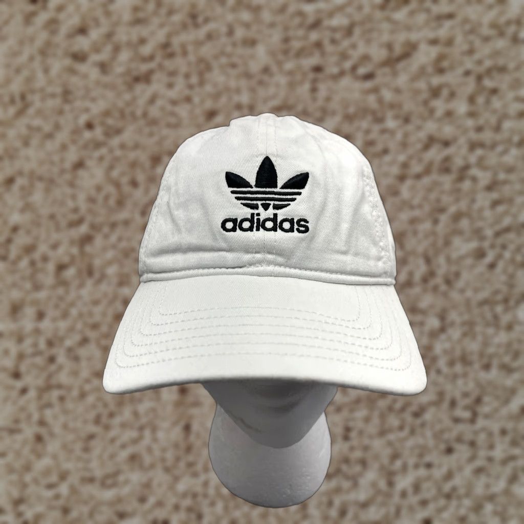 Adidas Adidas Hat Cap Strap Back Women One Size White Embroidered 100% Cotton Twill Golf Hat Casual Sports Size ONE SIZE - 1 Thumbnail