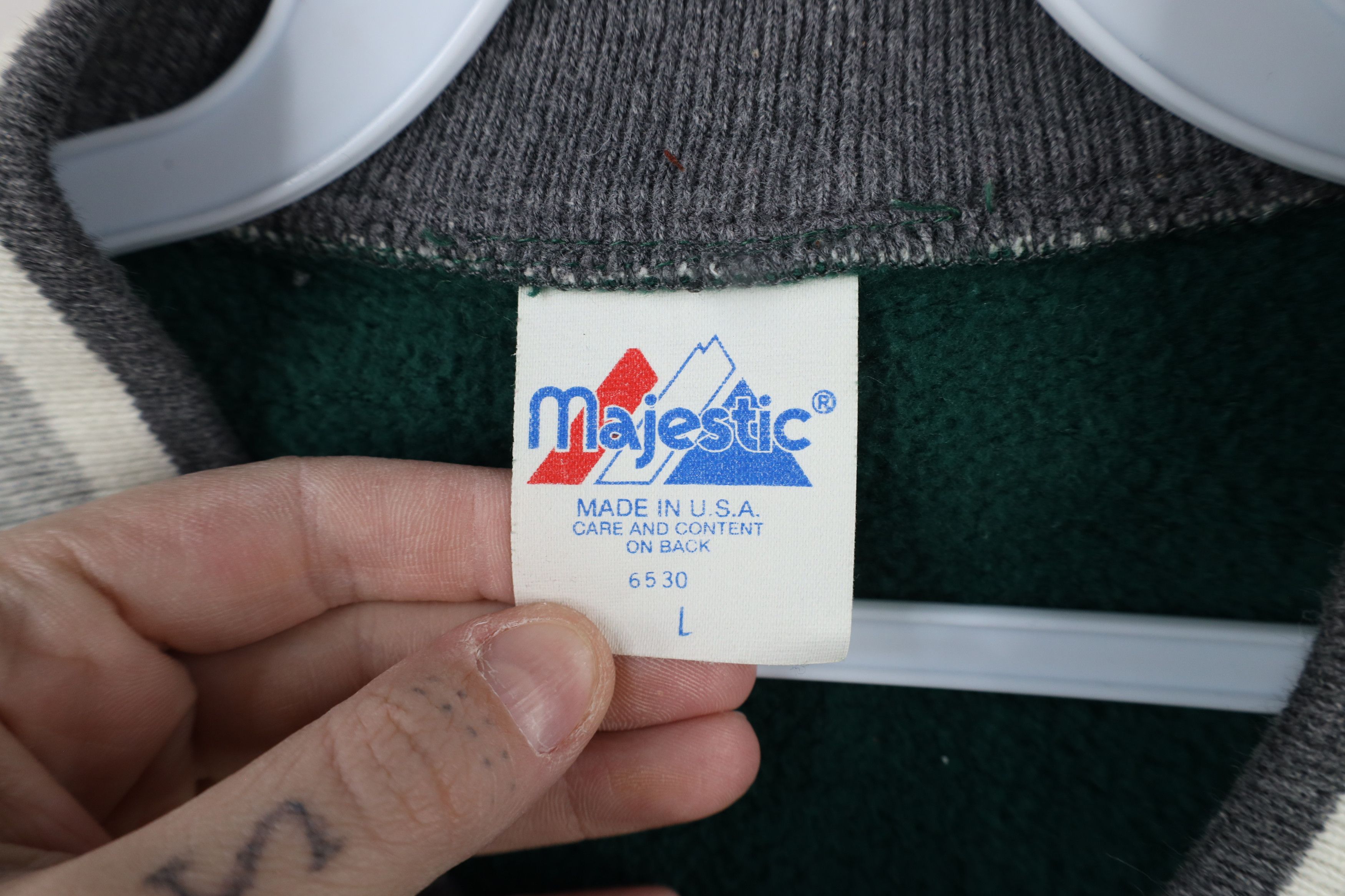Majestic × Vintage Vintage 90s Majestic Football Varsity Sweatshirt Jacket USA Size US L / EU 52-54 / 3 - 9 Thumbnail