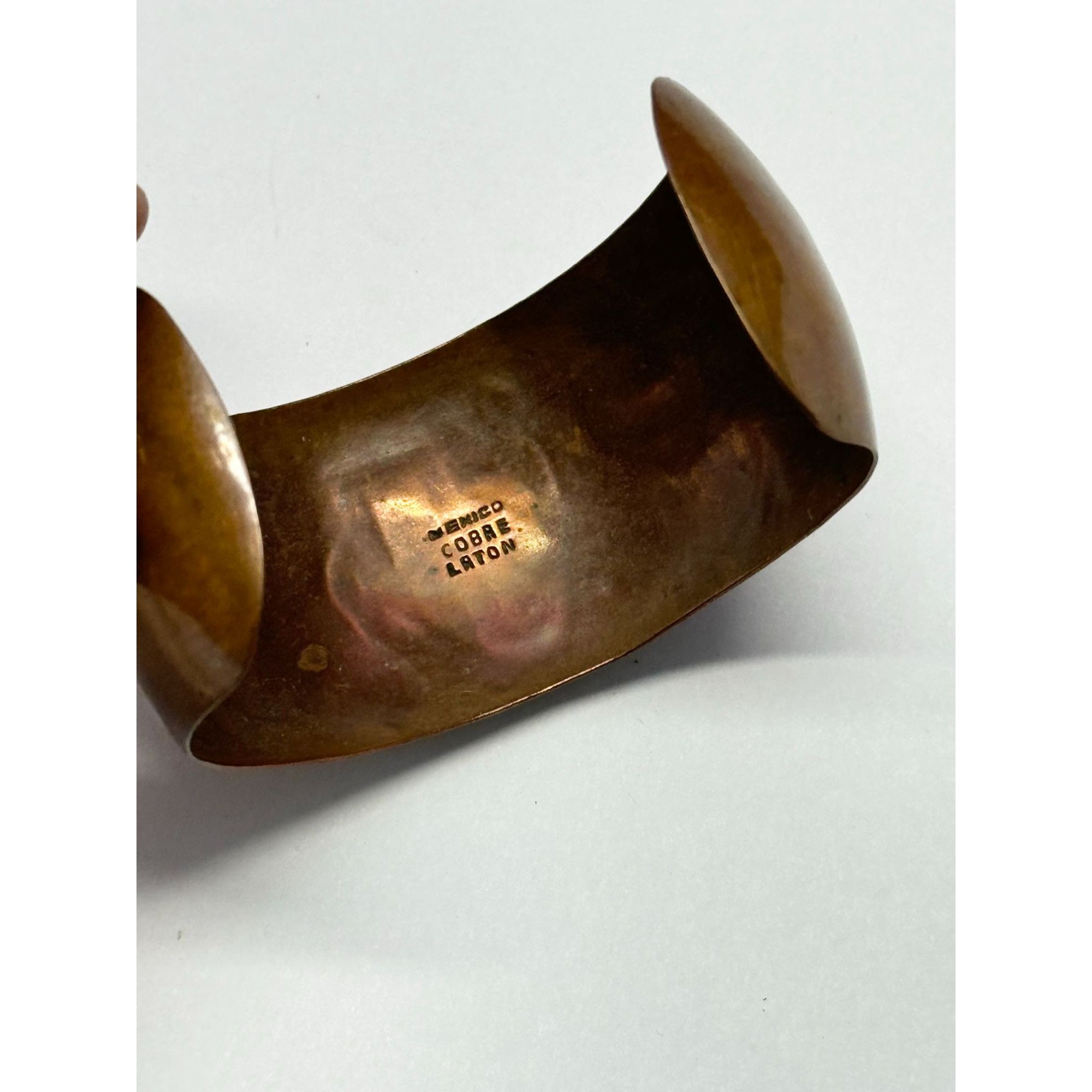 Vintage Mexico cobre Laton Copper Cuff Bracelet Size ONE SIZE - 4 Thumbnail