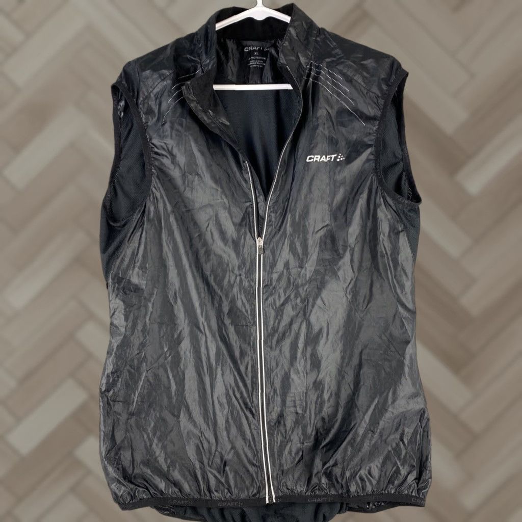 Vintage Craft Women XL Vest Black Windbreaker Zip Front Extra Light Jacket / 47-33 Size XL / US 12-14 / IT 48-50 - 1 Thumbnail
