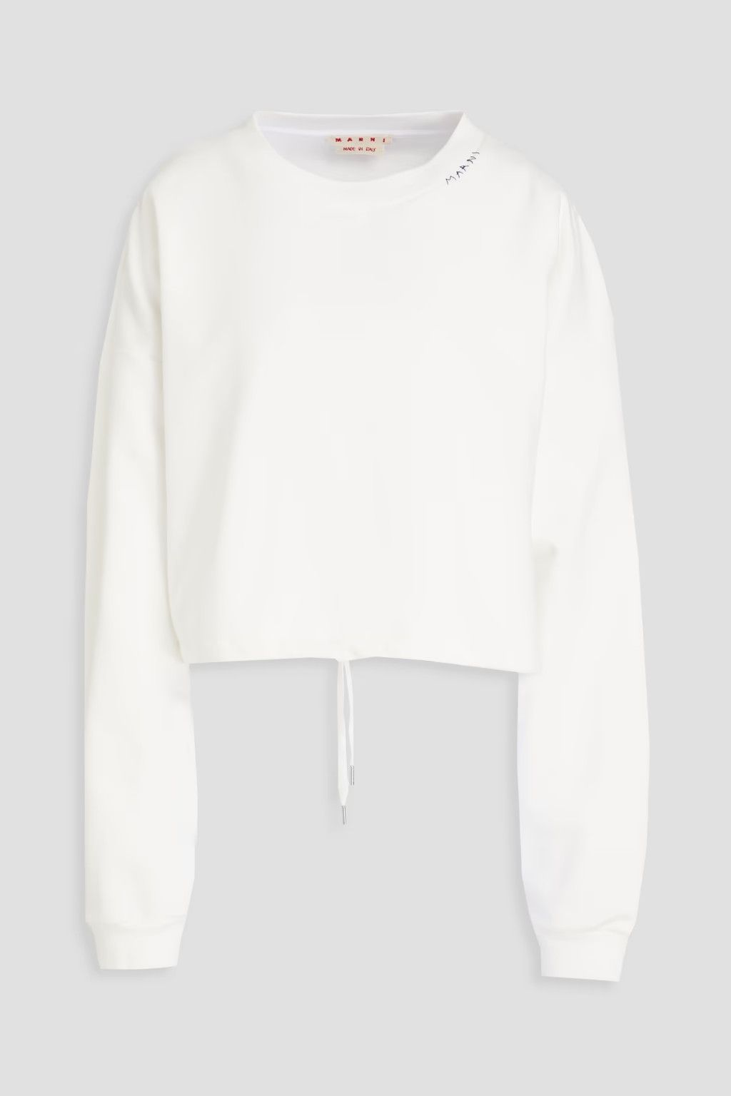 Marni o1f1d3z0725 Cropped French Terry Sweatshirt in White Size M / US 6-8 / IT 42-44 - 1 Thumbnail