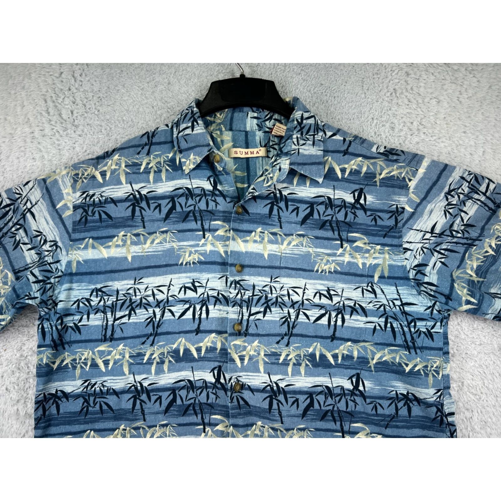 Vintage Summa Shirt Men XL Blue Palm Tree Silk Blend Short Sleeve Hawaiian Button-Up Casual Size US XL / EU 56 / 4 - 6 Thumbnail
