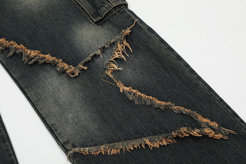 Japanese Brand American retro high street style frayed star washed jeans Size US 32 / EU 48 - 4 Thumbnail