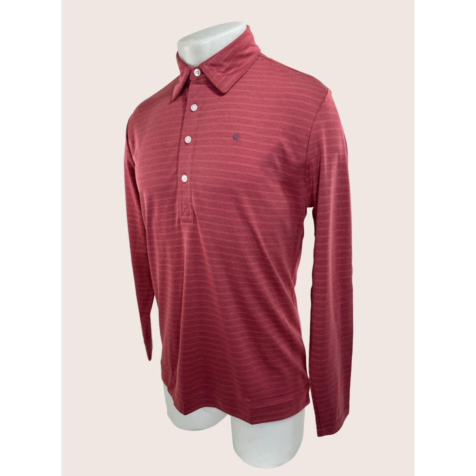 Logo 7 Criquet Rugby Shirt - Red Lightweight Striped Embroidered Logo Polo S Mens Long Sleeve Size US S / EU 44-46 / 1 - 1 Thumbnail