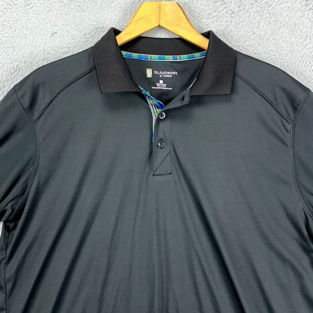 Vintage St. Andrews Golf Polo Shirt Men Large Black Short Sleeve Polo Golfing Casual Performance Breathable Collared Shirt Size US L / EU 52-54 / 3 - 2 Thumbnail