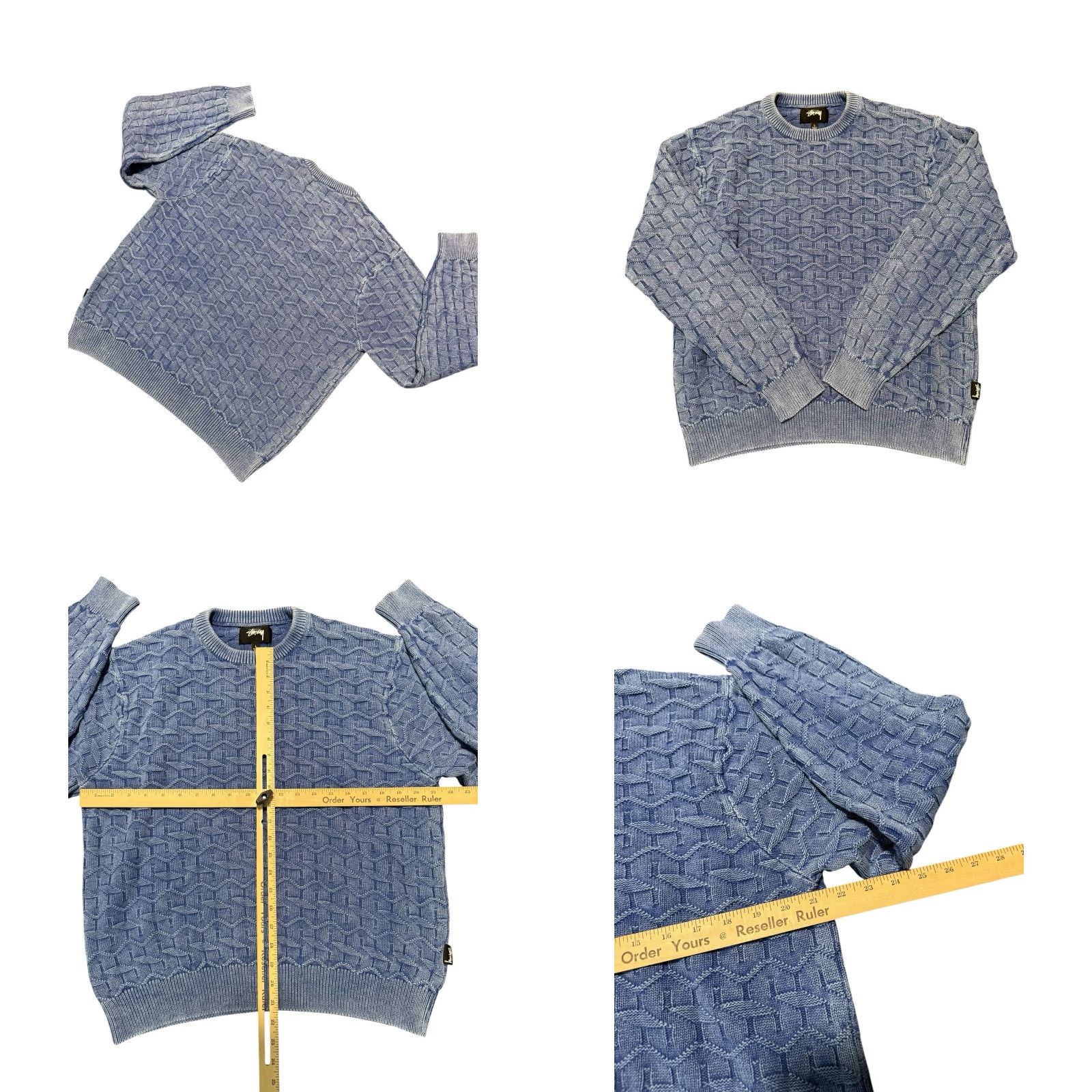 Logo 7 VINTAGE STUSSY STUCY KNIT LOGO ALL PATTERN COTTON SWEATER BLUE SIZE:LARGE LIVETRAVEL Mens Pullover Crew Neck Knit Short Description not needed Size US L / EU 52-54 / 3 - 8 Thumbnail