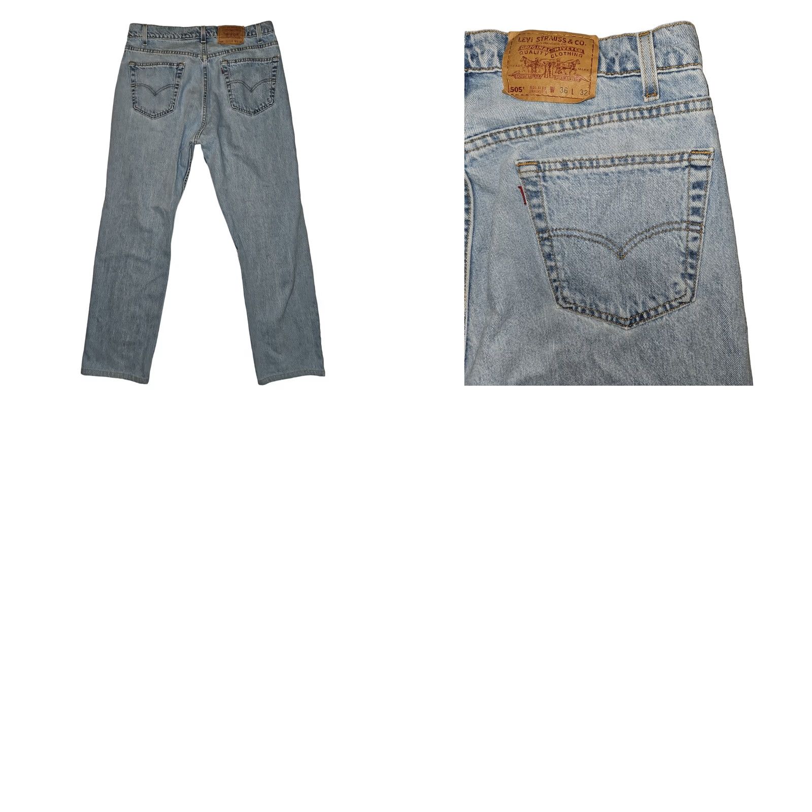 Levi's VINTAGE Levi's 505 Jeans Men's 36x30 Regular Straight Blue 90s Grunge Levi's Logo USA Mens Size US 36 / EU 52 - 8 Thumbnail