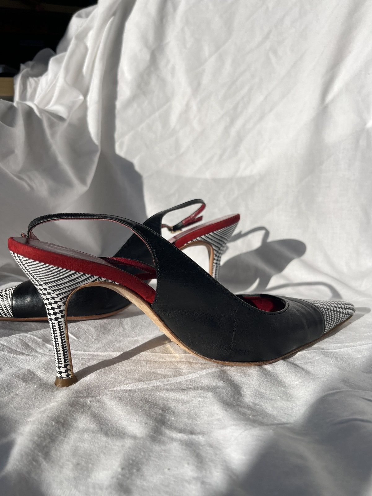 Dolce & Gabbana × Vintage Sling Back Heels Black and Houndstooth Size US 6 / IT 36 - 15 Thumbnail