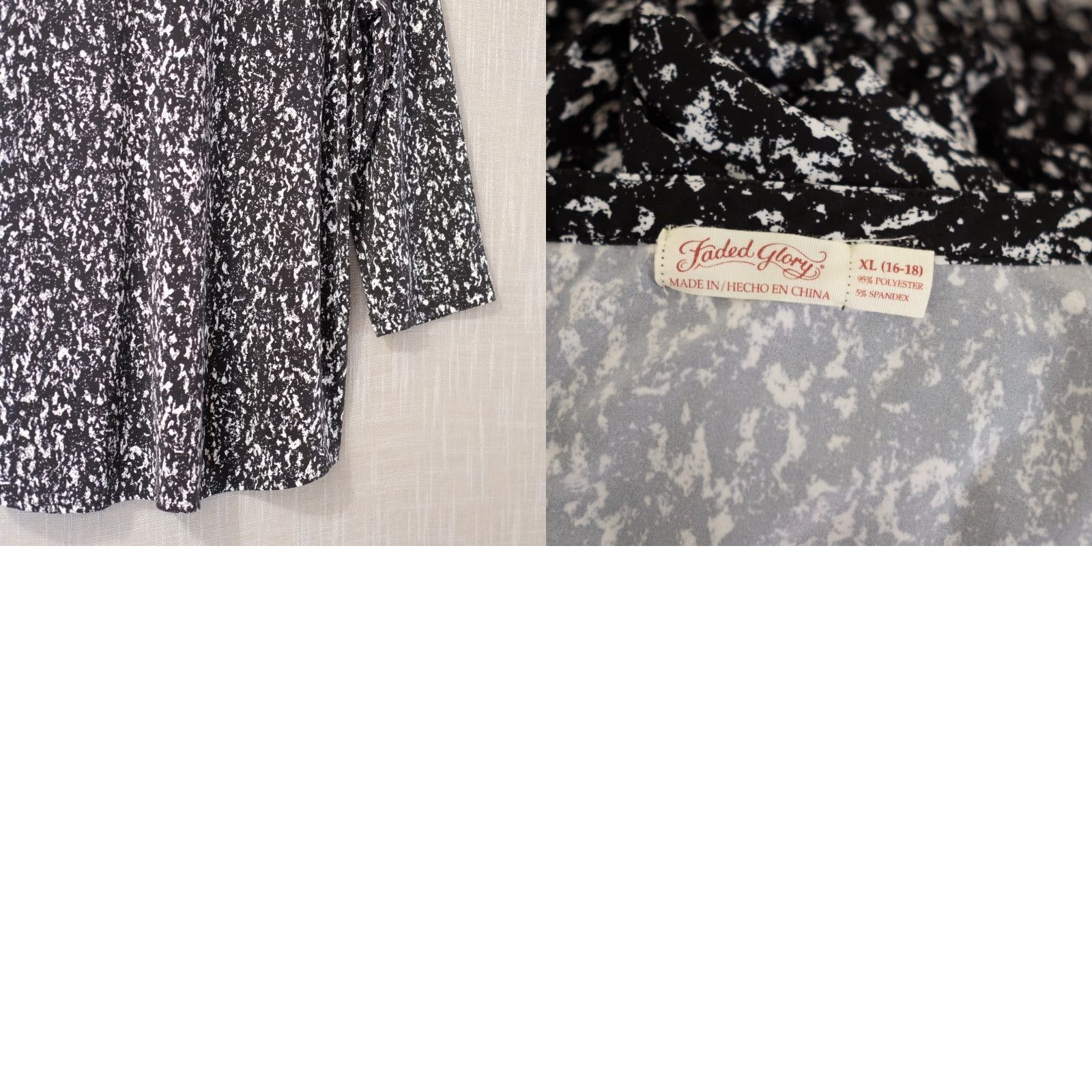 Faded Glory FADED GLORY Blouse Button Up Black/White Pockets 3/4 Sleeve Womens XL Size XL / US 12-14 / IT 48-50 - 8 Thumbnail