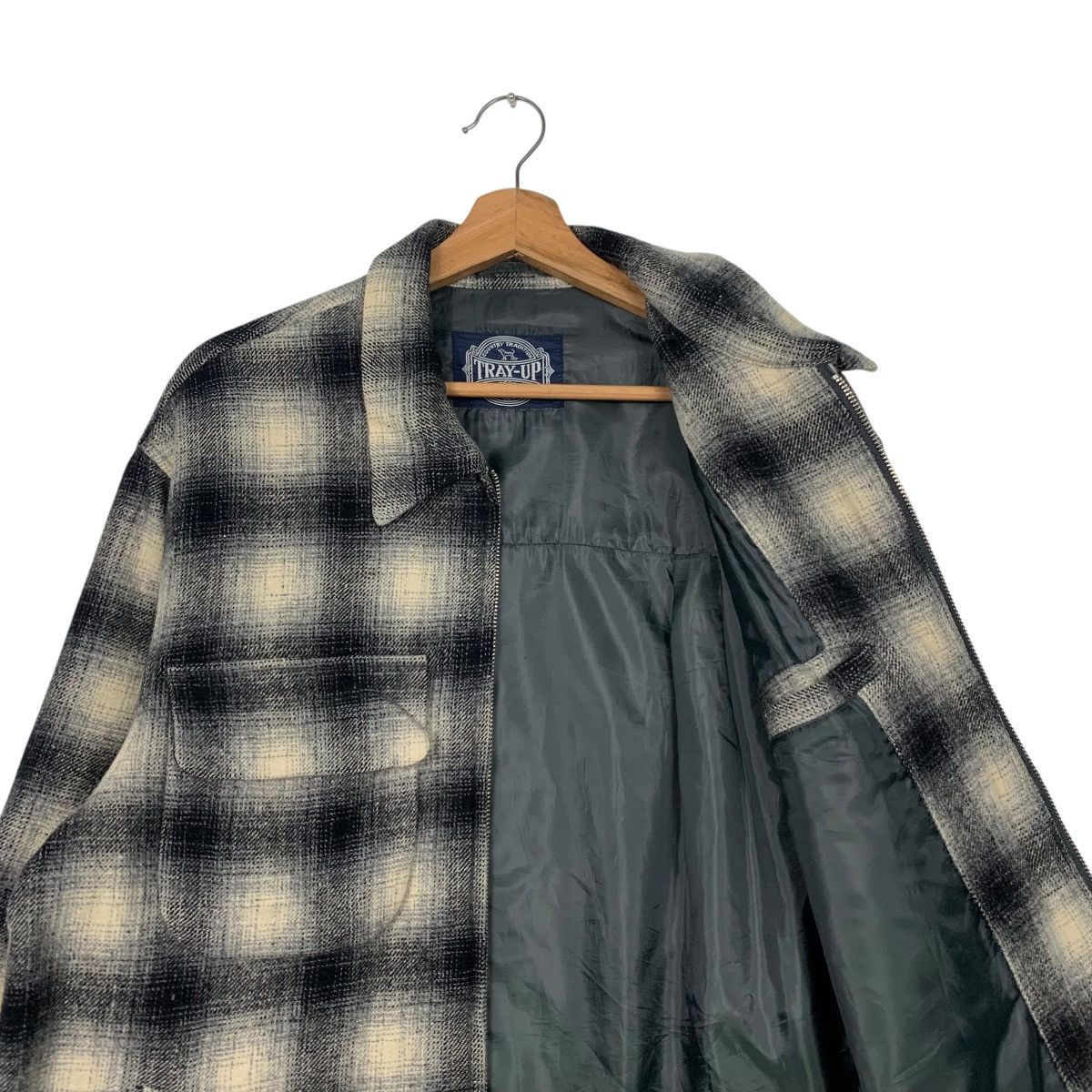 Vintage Vintage 90s Shadow Plaid Zipper Flannel Jacket #2442-C109 Size US L / EU 52-54 / 3 - 10 Thumbnail
