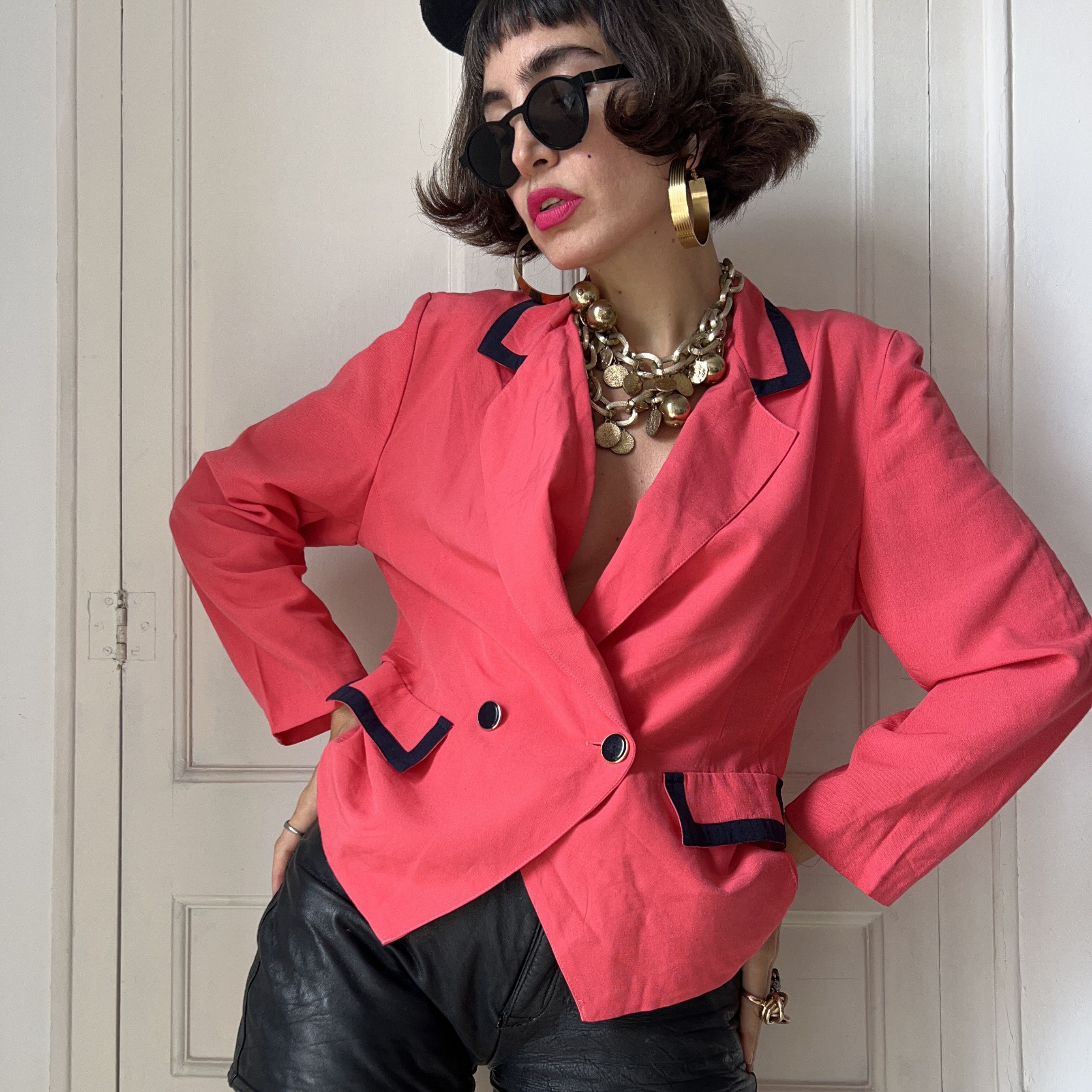 Vintage Vintage 90s Coral Pink Designer Blazer Size S / US 4 / IT 40 - 4 Thumbnail