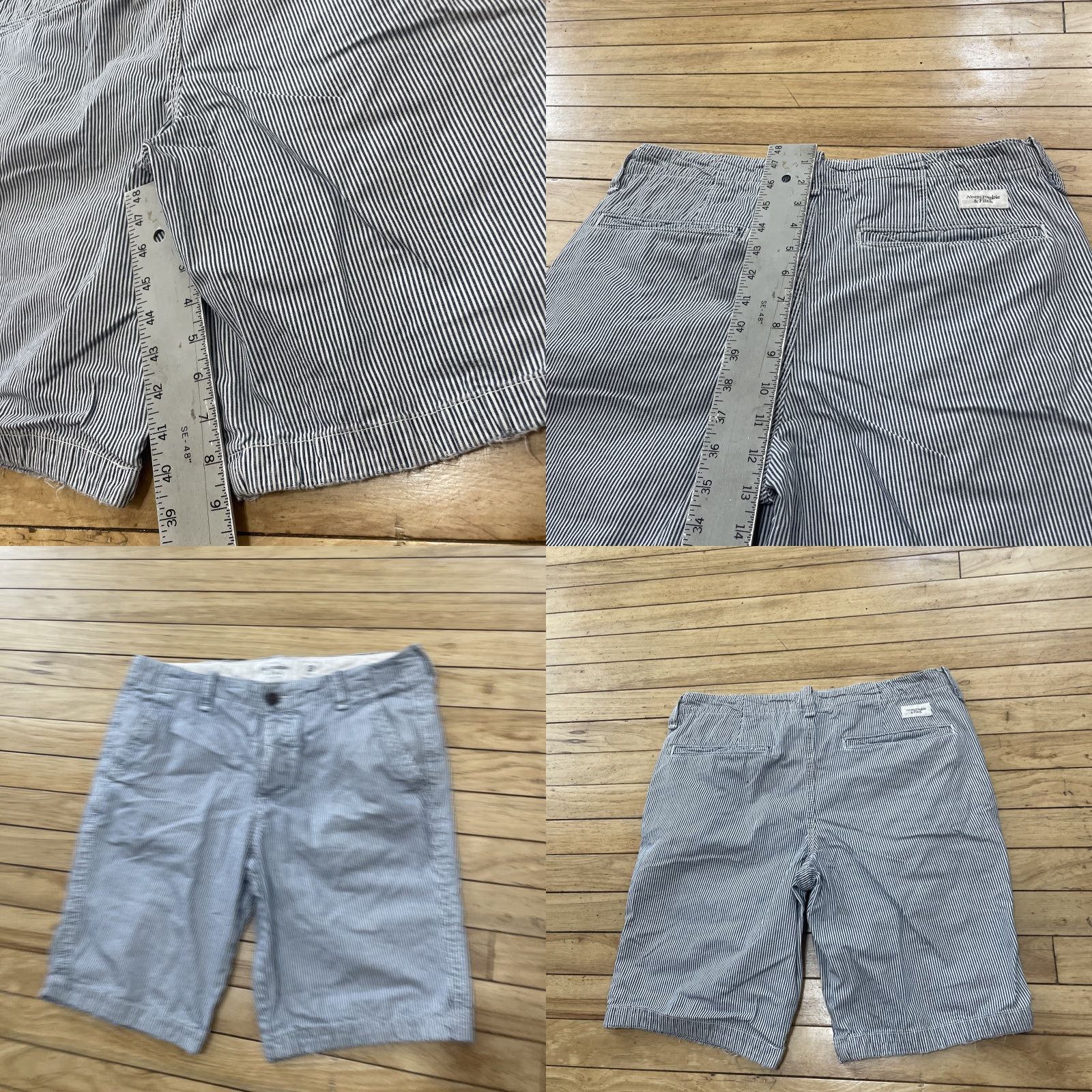 Abercrombie & Fitch Abercrombie & Fitch Shorts Men 33 Preppy Blue White Sailor Chino Button Fly Pin Stripe Flat Front Size US 33 - 9 Thumbnail