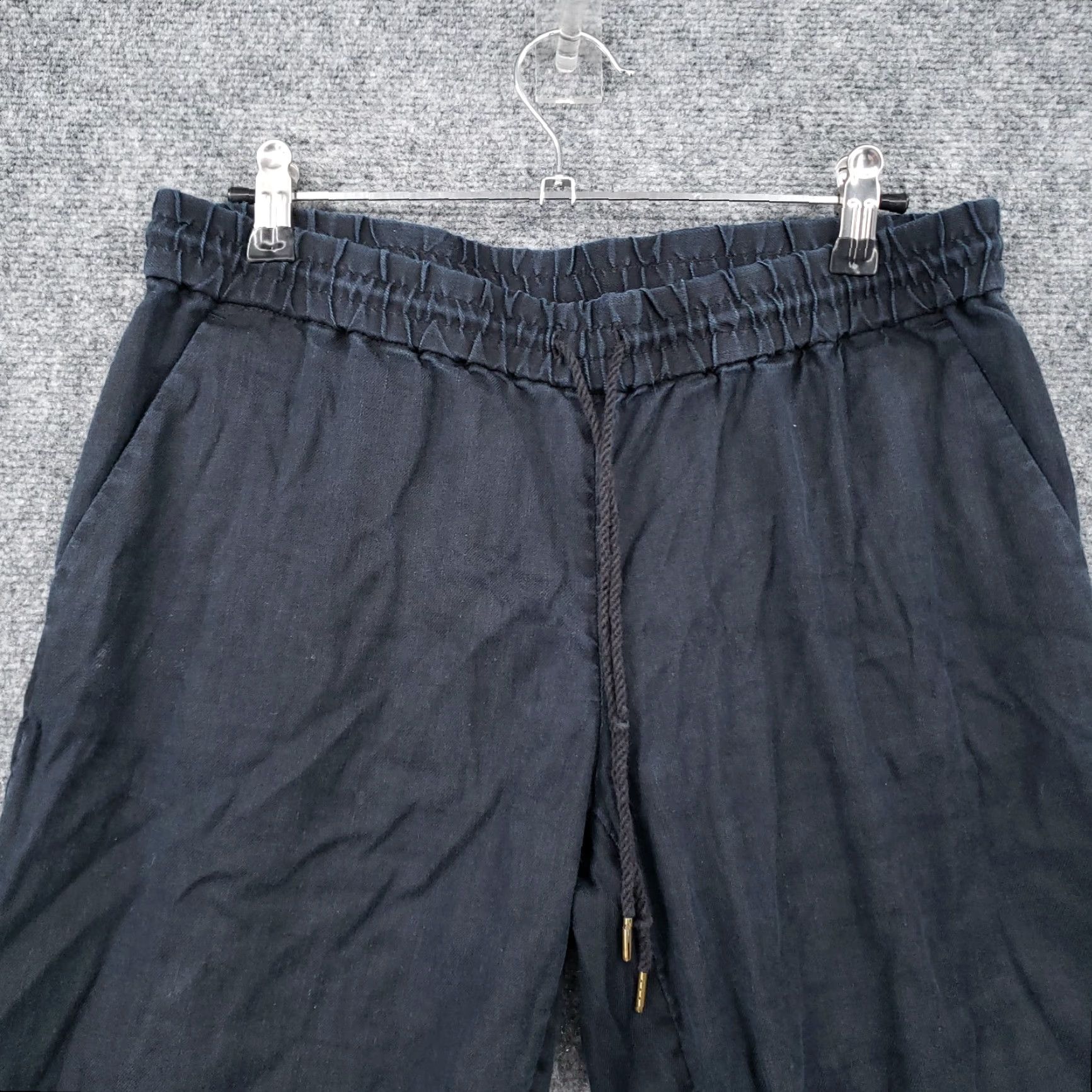 Ann Taylor Ann Taylor Loft Pants Womens XS Black Linen Jogger Mid Rise Tapered Drawstring Size 26" / US 2 / IT 38 - 3 Thumbnail