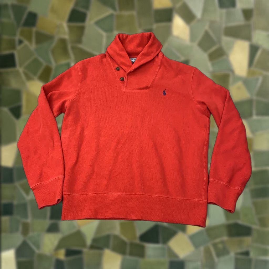 Polo Ralph Lauren Polo Ralph Lauren Sweater Mens Medium Red Shawl Collar Cotton Pullover Knit Size US M / EU 48-50 / 2 - 1 Thumbnail
