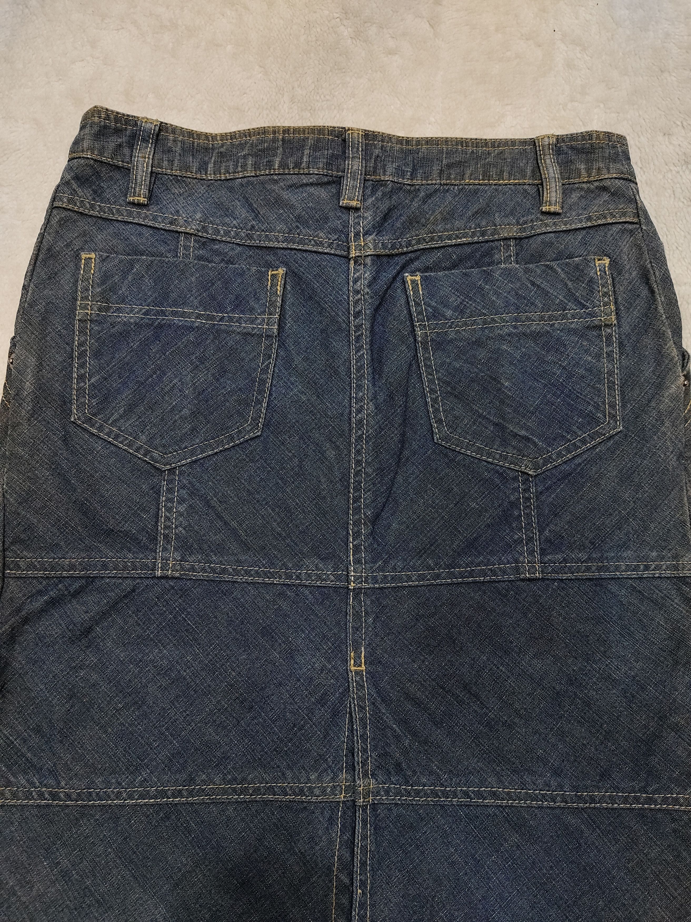 Katharine Hamnett London 💥Vtg Katherine Hamnett💥 Mud Washed Denim Knee Skirt Size 28" / US 6 / IT 42 - 4 Thumbnail
