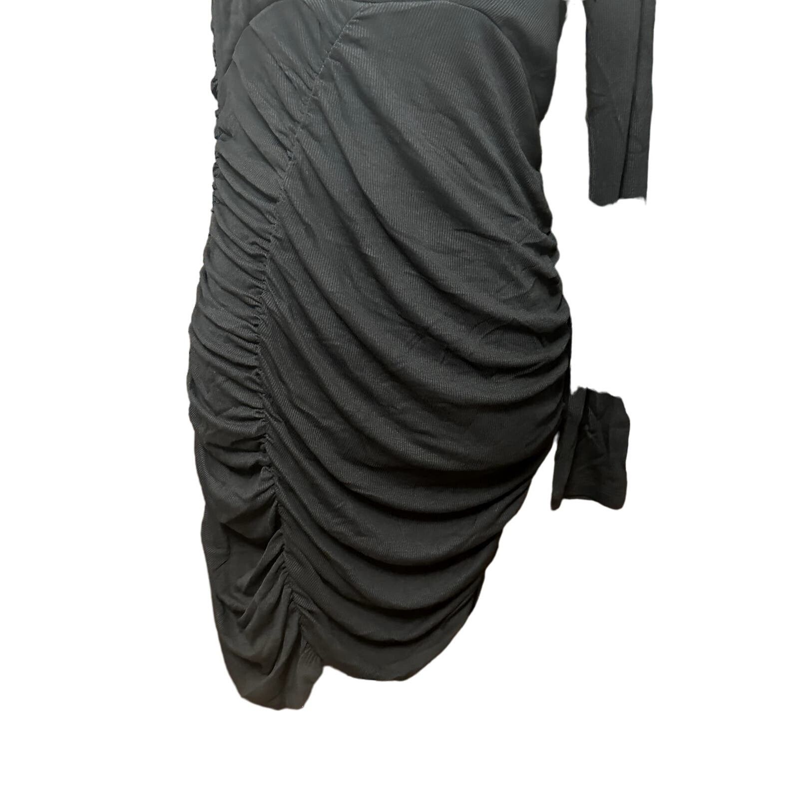 Other LNA Black Ruched Asymmetric Mini Dress Ribbed Bodycon L Fire Size L / US 10 / IT 46 - 4 Thumbnail