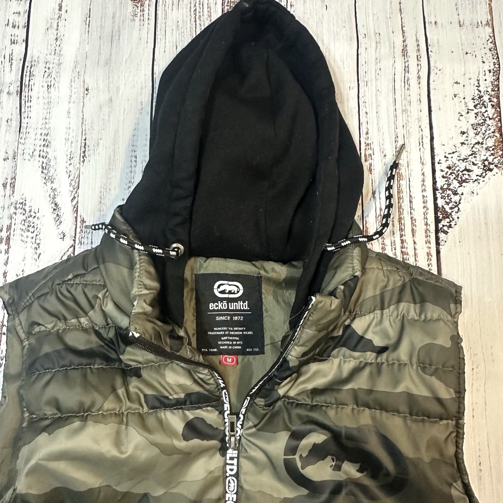 Ecko Unltd. ECKO UNLTD Camouflage Puffer Vest Hooded Full Zip Rhino Logo Men M Size US M / EU 48-50 / 2 - 5 Thumbnail