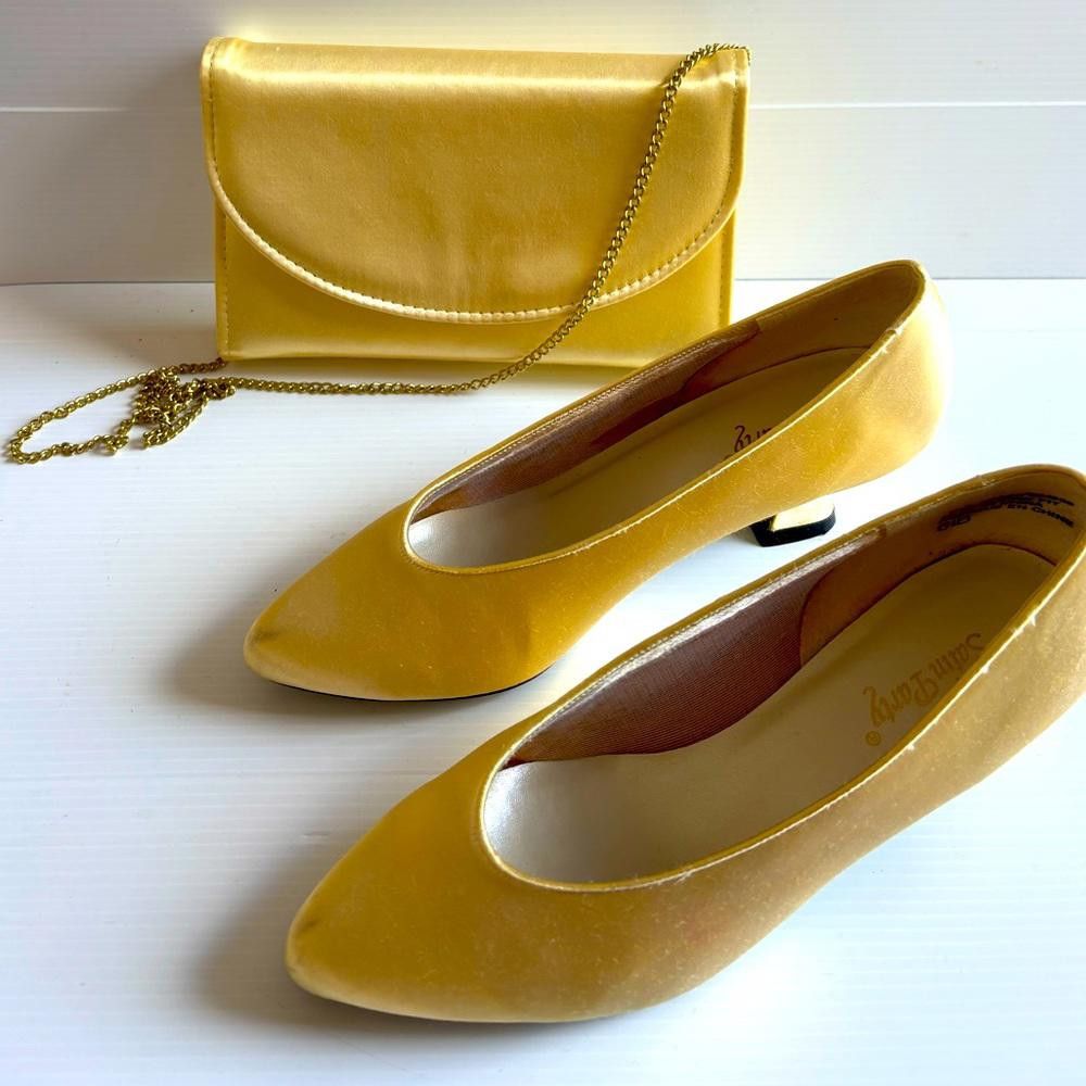 Designer Bridal Vintage Silk Shoes and Satin Bag Set Size US 6.5 / IT 36.5 - 1 Thumbnail
