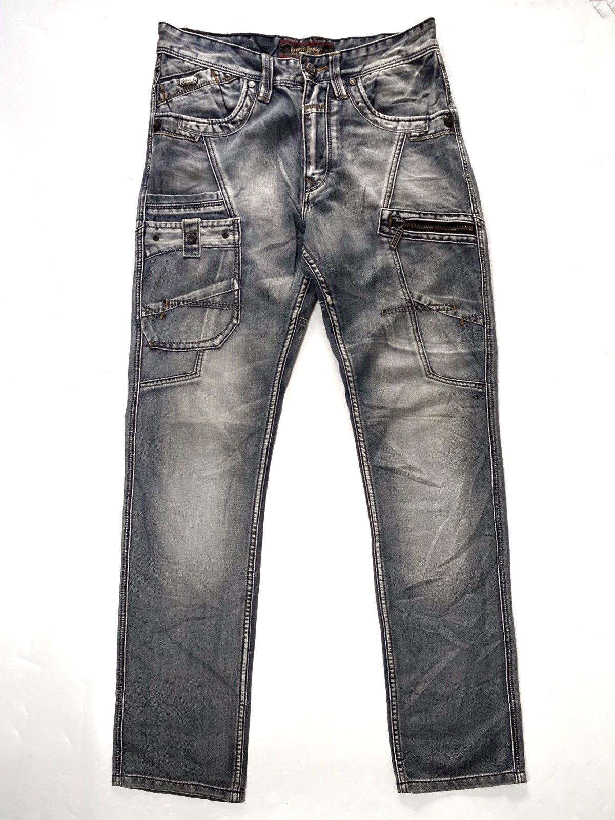 image of Ppfm x Tornado Mart Japanese Multi Pocket Reggas Denim in Washed Blue, Men's (Size 32)