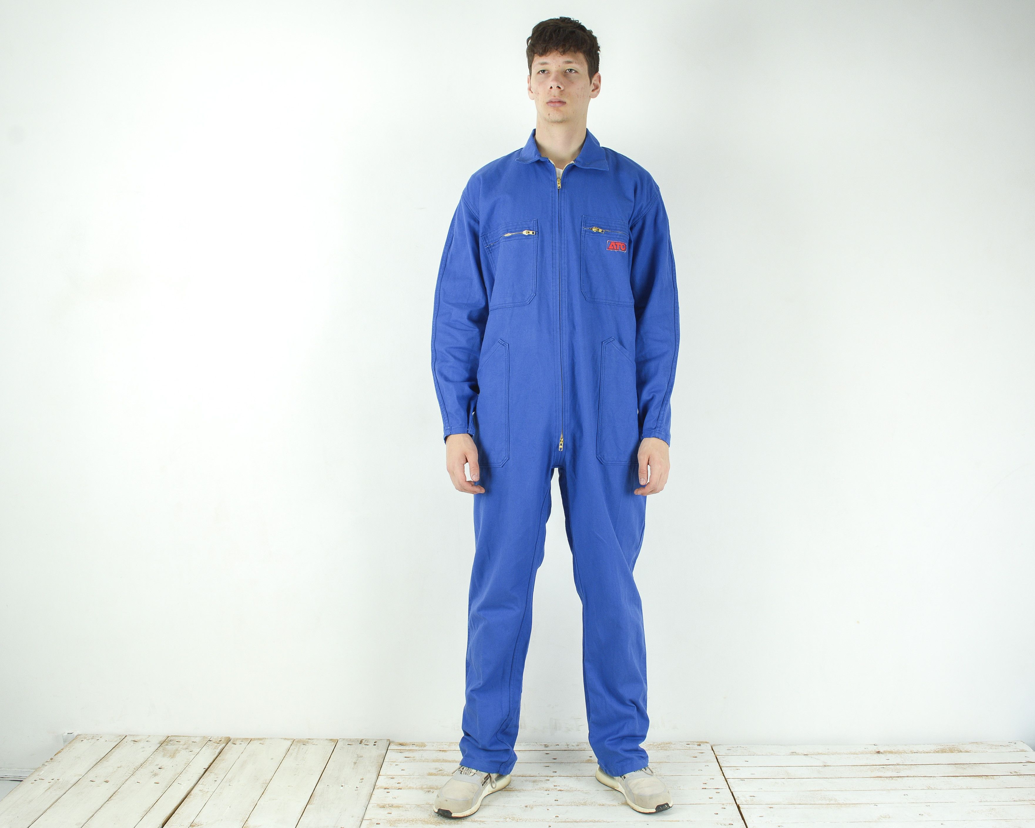 Vintage French ATO Ailee Men Boilersuit Coverall Worker Jumpsuit Size US 40 / EU 56 - 2 Thumbnail