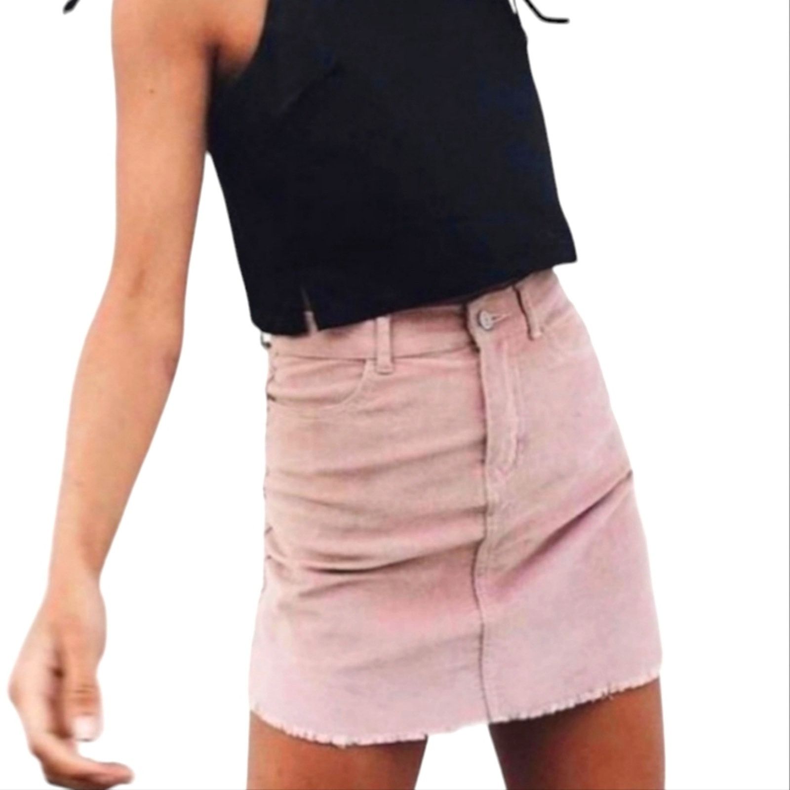 Brandy Melville Brandy Melville Juliette Cord Pink Mini Skirt Small Size 27" / US 4 / IT 40 - 1 Thumbnail