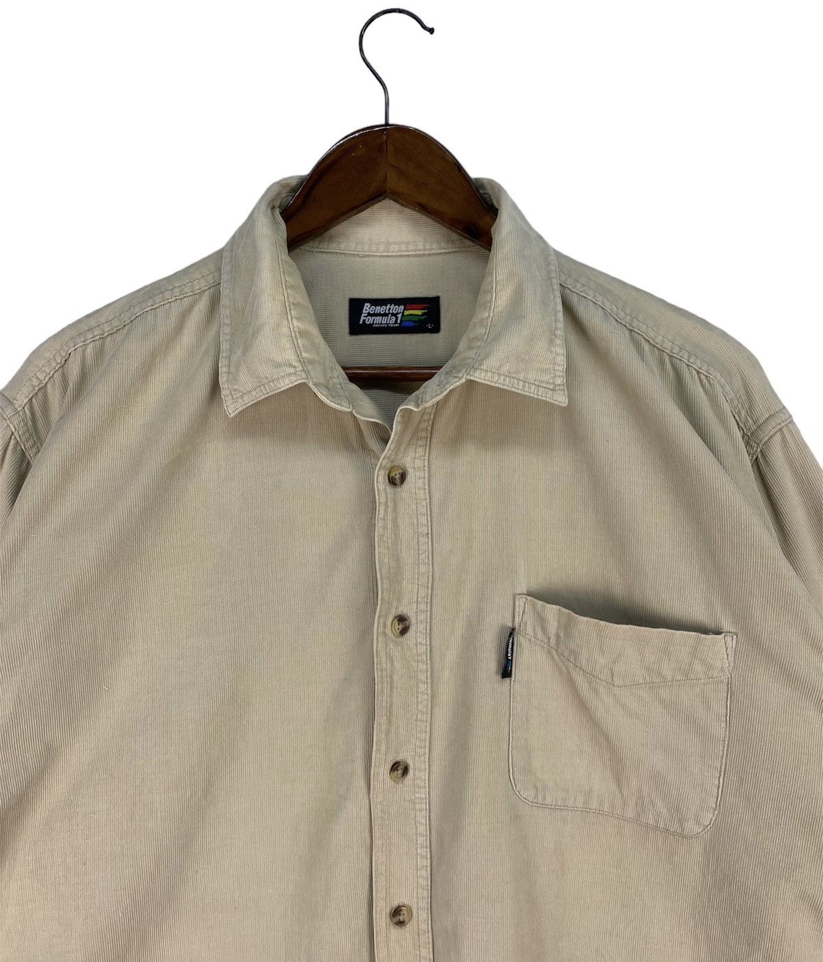Benetton Vintage Benetton Formula 1 Corduroy Button Ups Shirt Size US L / EU 52-54 / 3 - 2 Thumbnail