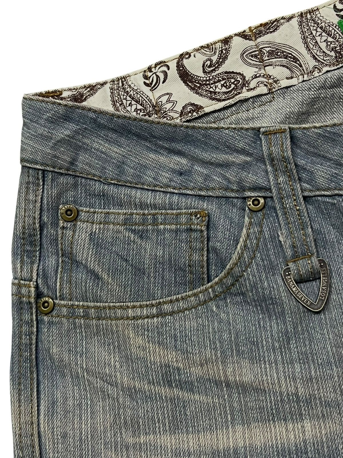 Japanese Brand Baggy Vintage 00s Banana Seven Paisley Retro Streatwear Size US 35 - 9 Thumbnail