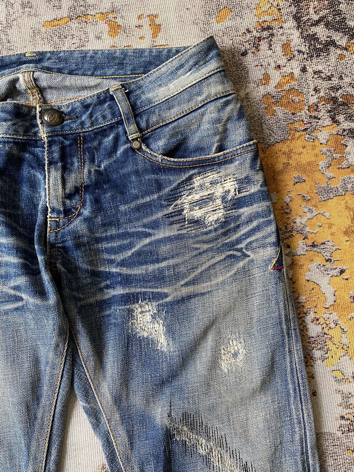 Japanese Brand Double Standard Clothing Japan Distressed Honeycomb Selvedge Size US 30 / EU 46 - 10 Thumbnail
