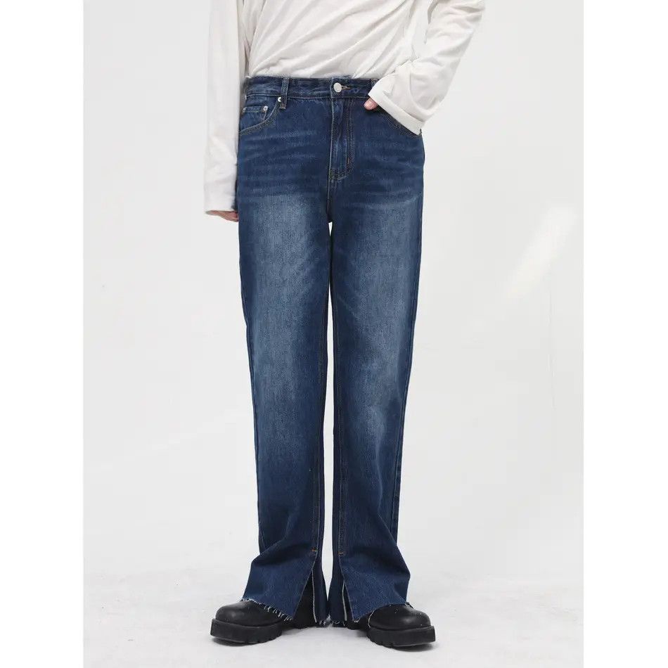 Japanese Brand Retro loose slit straight leg jeans Size US 32 / EU 48 - 6 Thumbnail