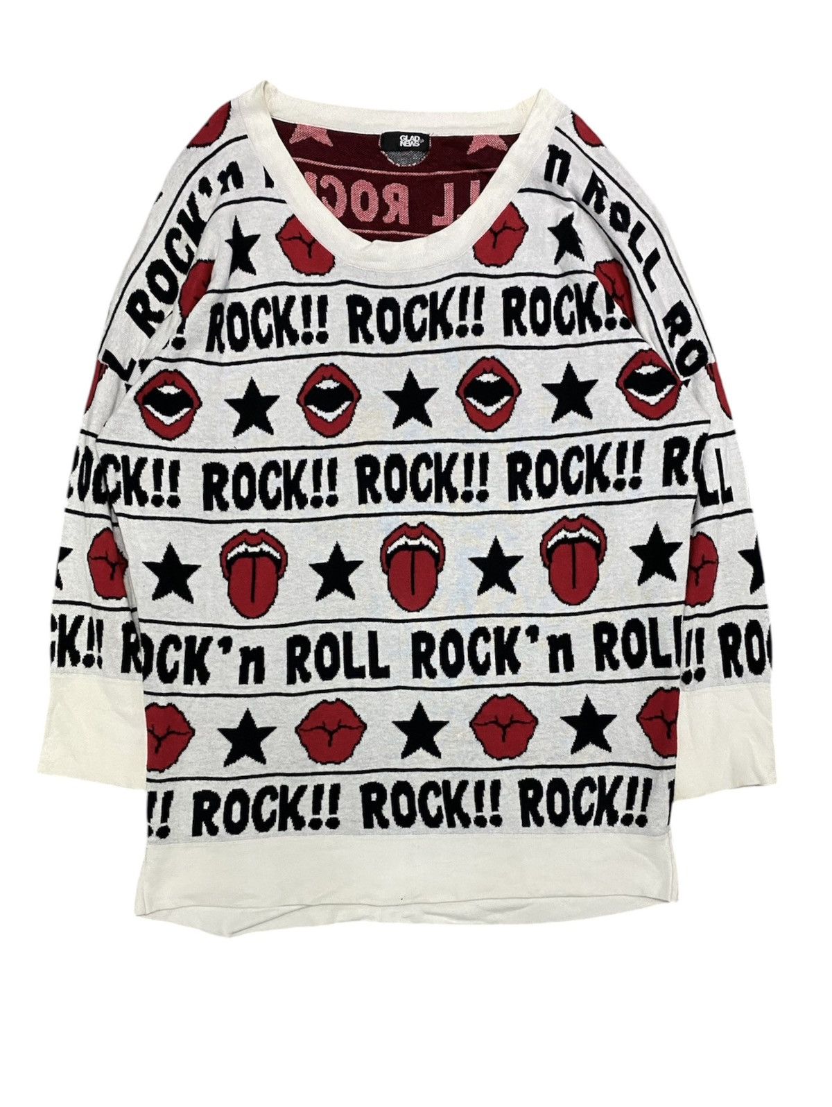 Japanese Brand Vtg Glad New Japan Intarsia Kiss, tongue ROCK!! Size M / US 6-8 / IT 42-44 - 1 Thumbnail